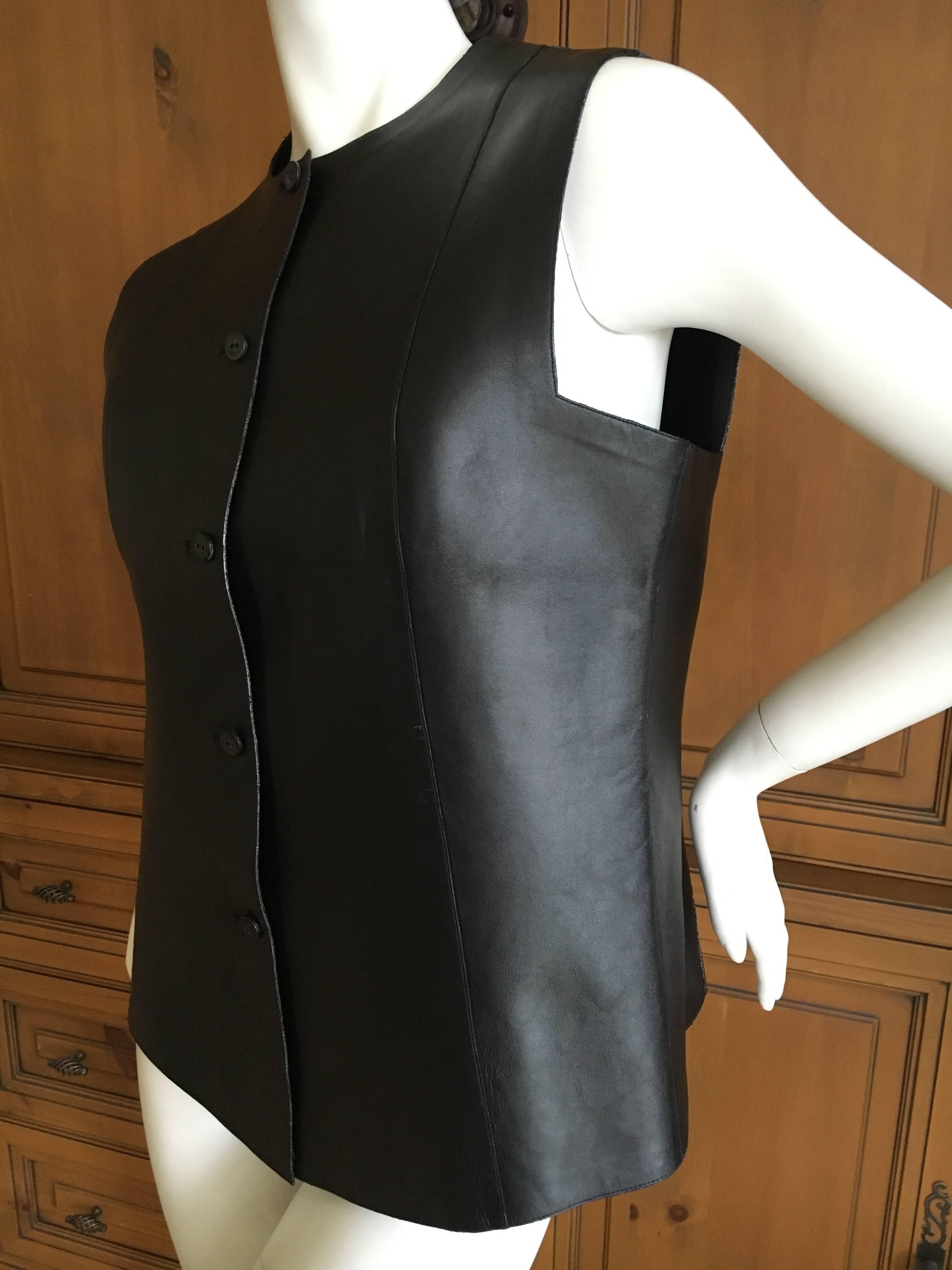 Chado Ralph Rucci Black Leather Vest In Excellent Condition In Cloverdale, CA