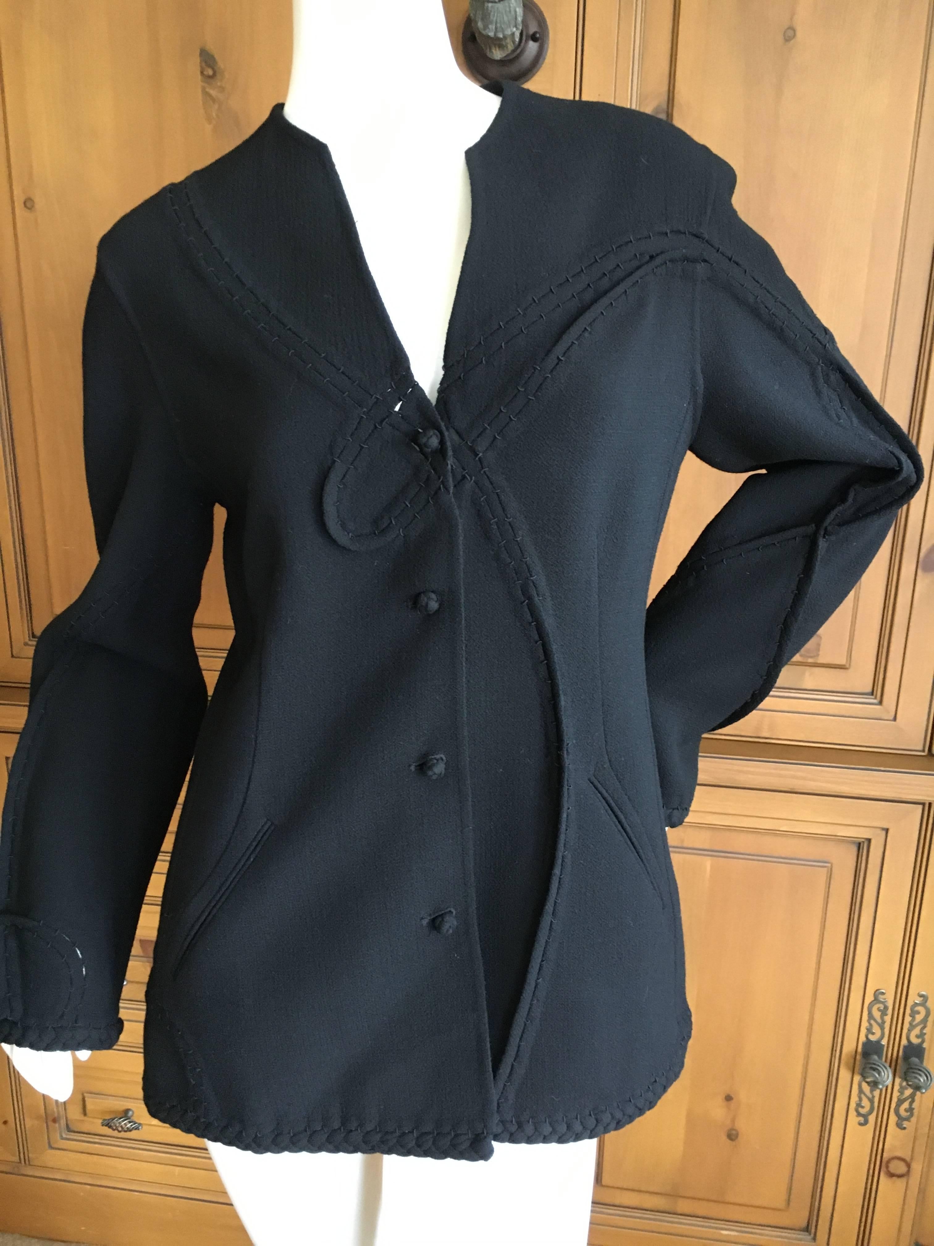 Women's Chado Ralph Rucci Black Jacket with Woven Details For Sale