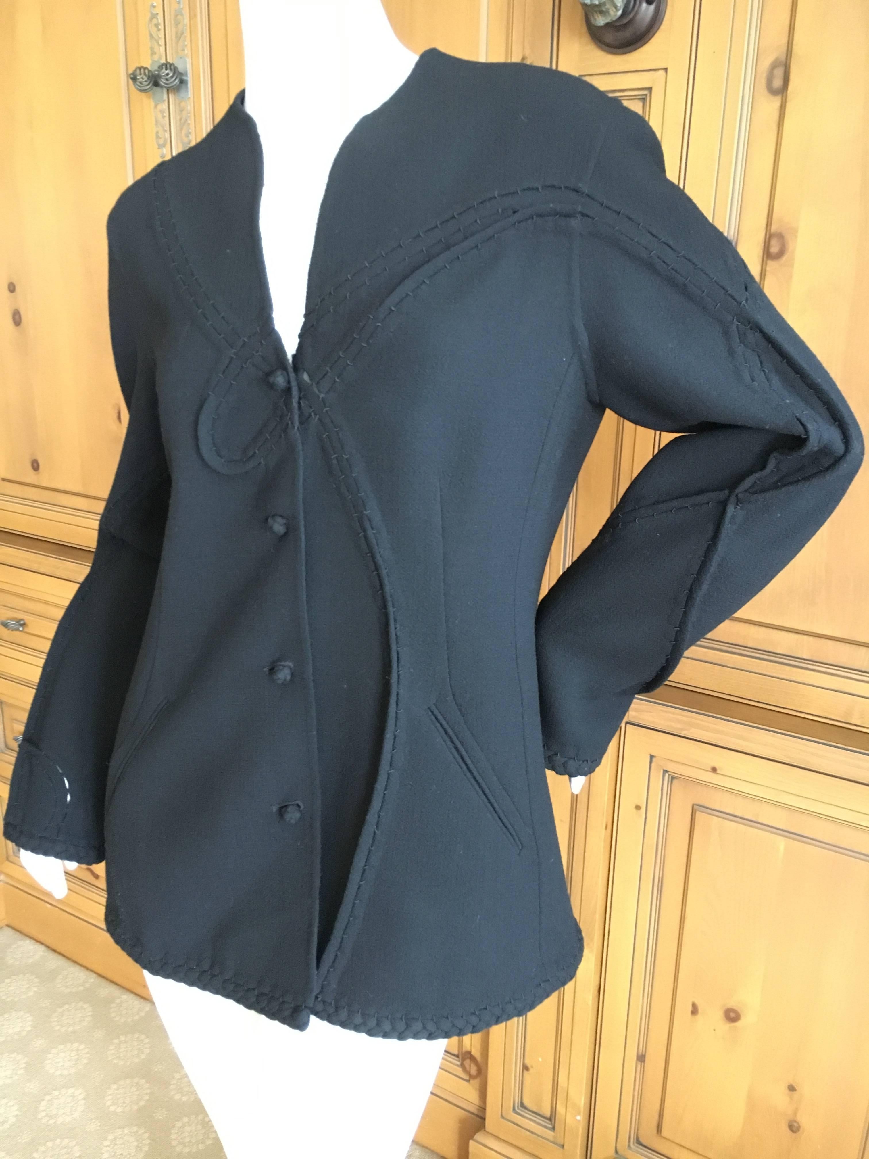 Chado Ralph Rucci Black Jacket with Woven Details For Sale 1