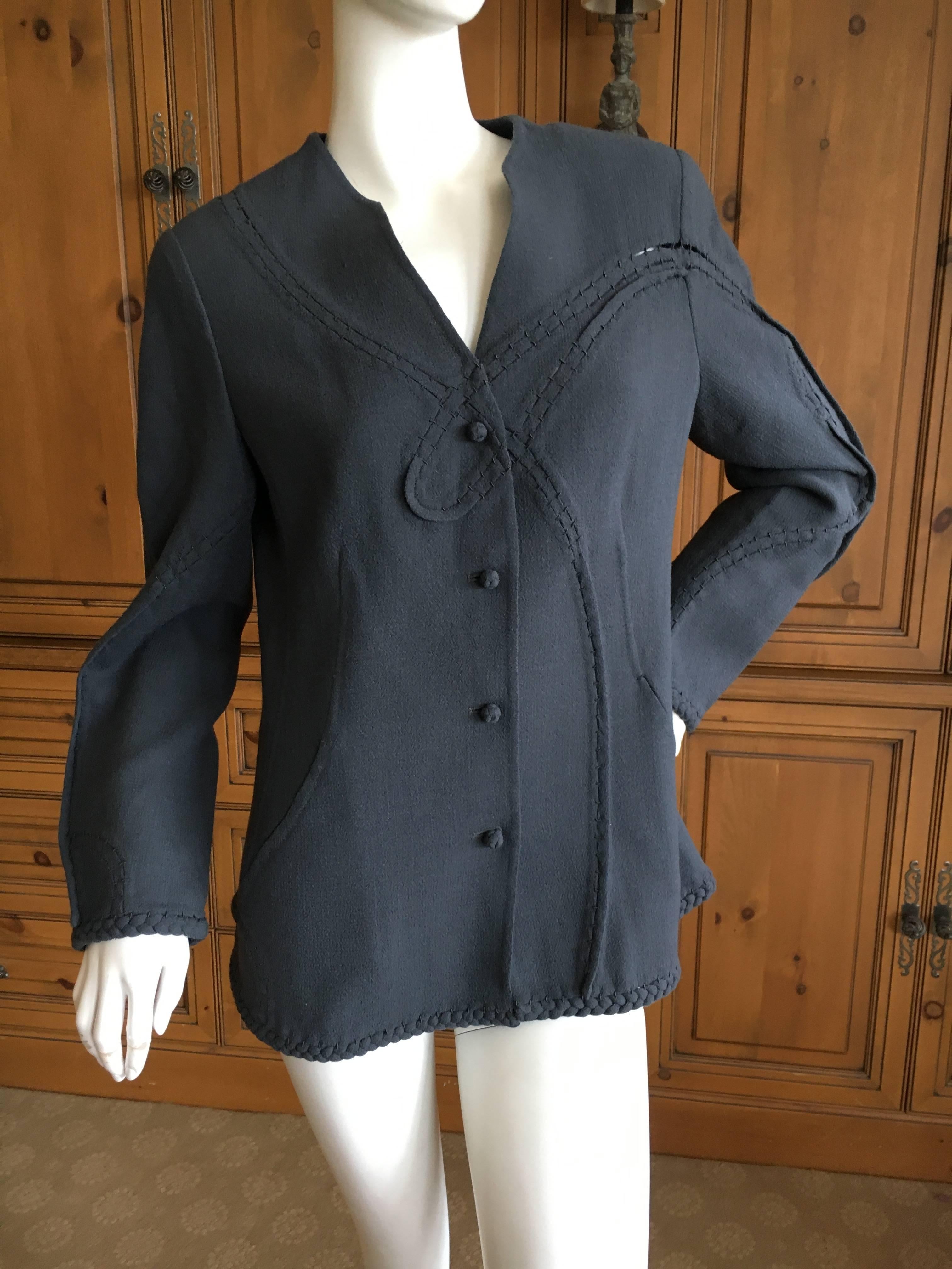 Chado Ralph Rucci Gray Jacket with Woven Details In Excellent Condition For Sale In Cloverdale, CA