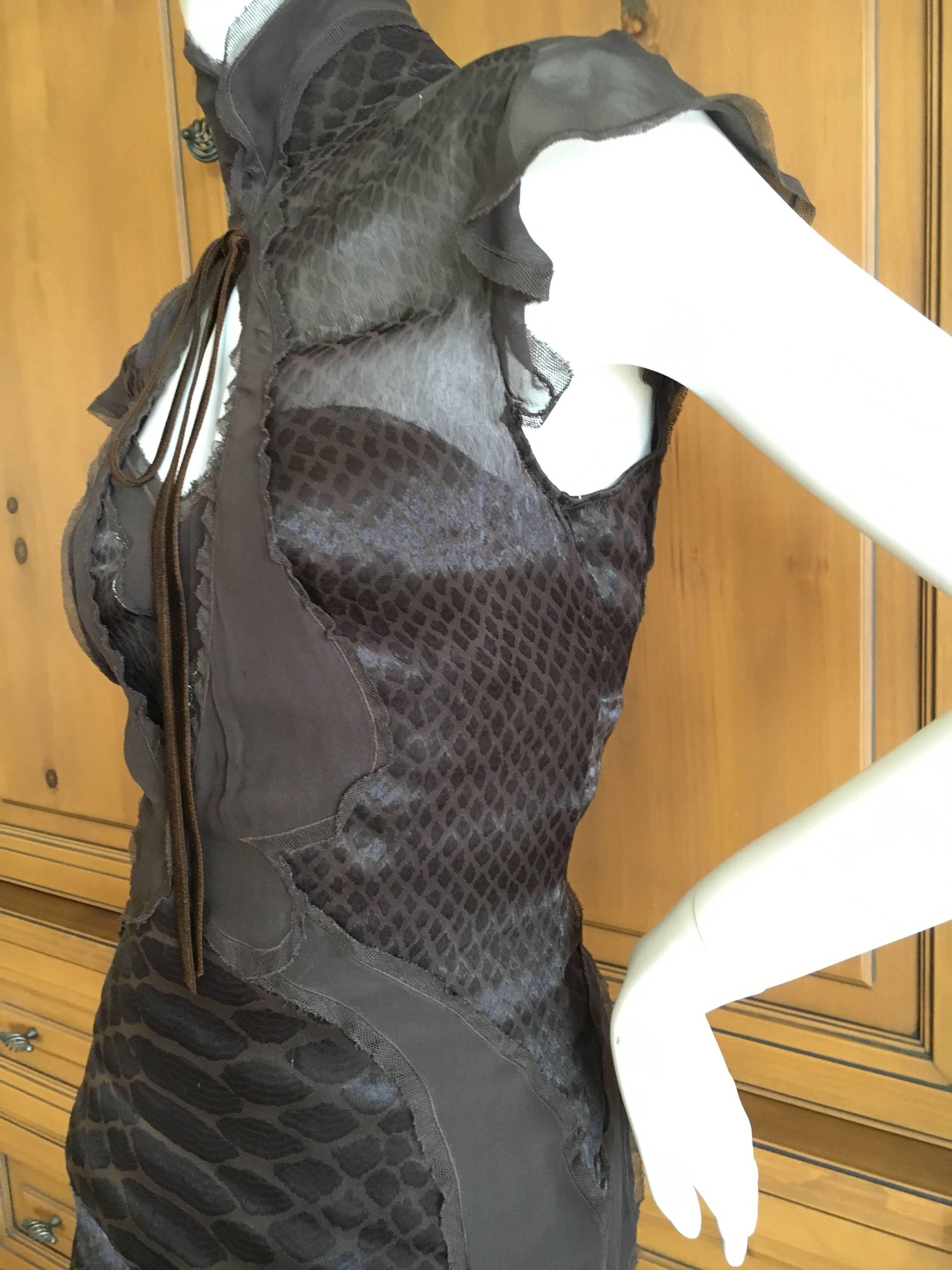 Super sexy sheer reptile print dress and under slip from Tom Ford for Yves Saint Laurent RIve Gauche.
SIze 38
Bust 36
