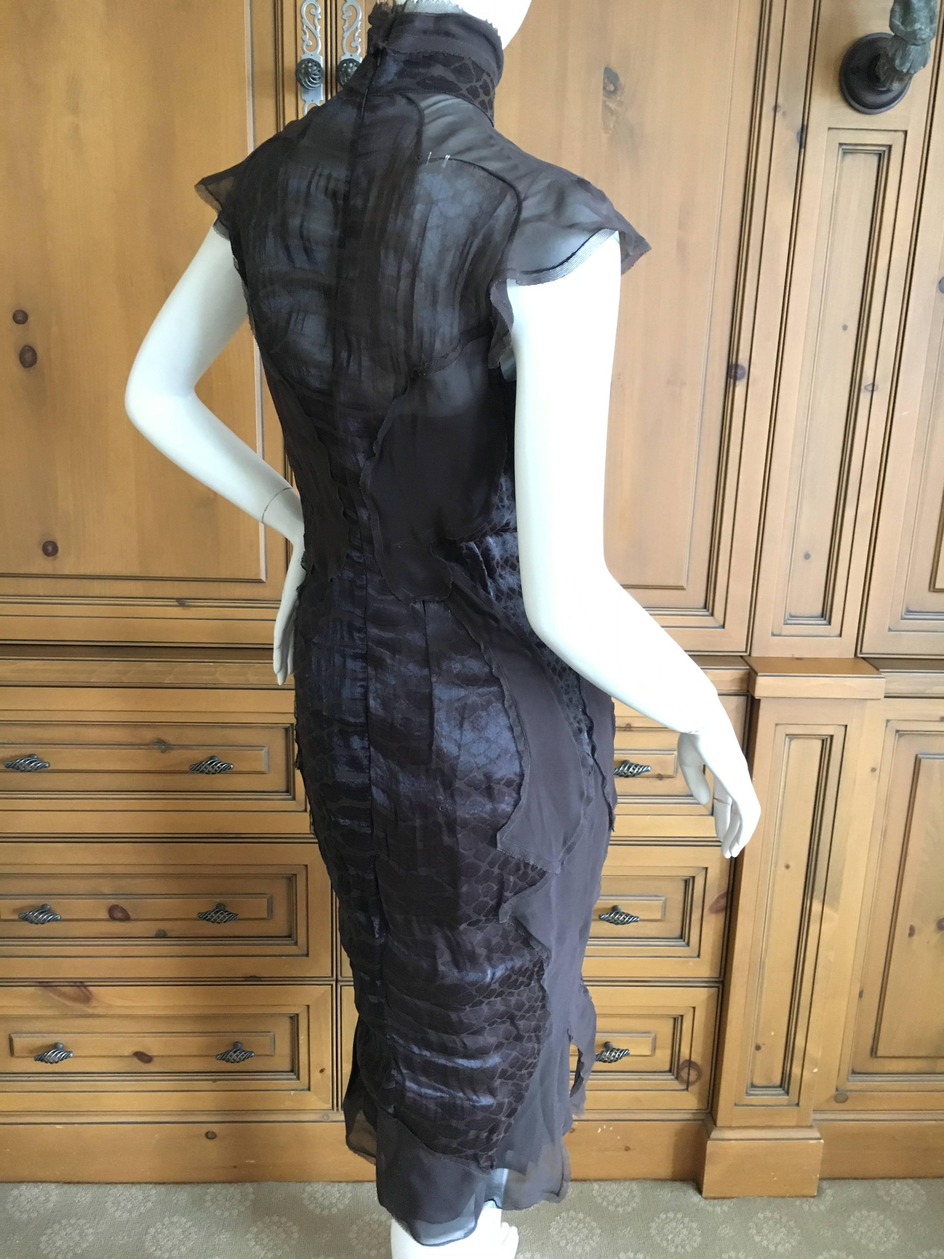 Yves Saint Laurent by Tom Ford Sheer Reptile Print Dress & Slip For Sale 1