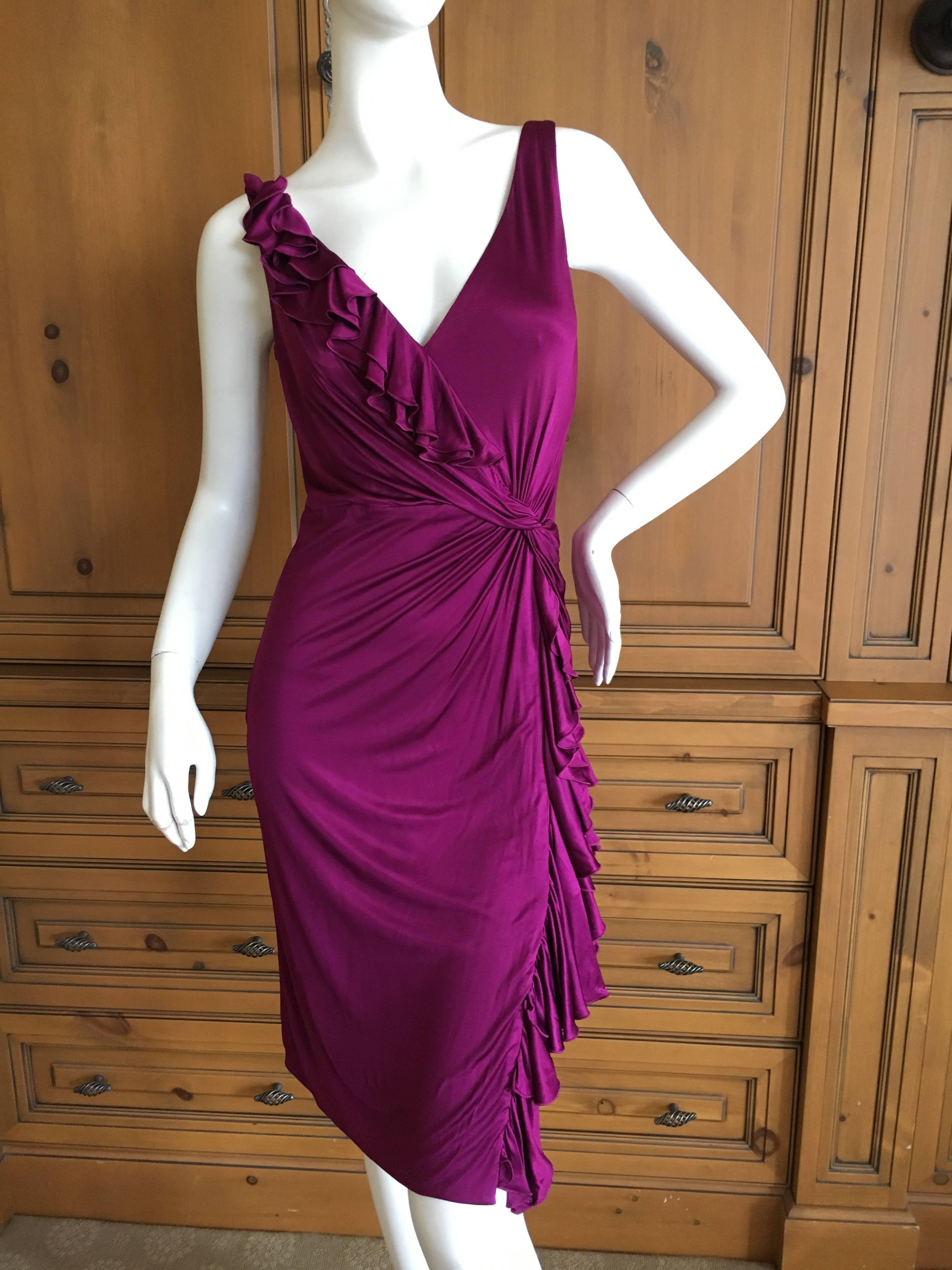 Women's Versace Violet Ruffled Jersey Dress For Sale