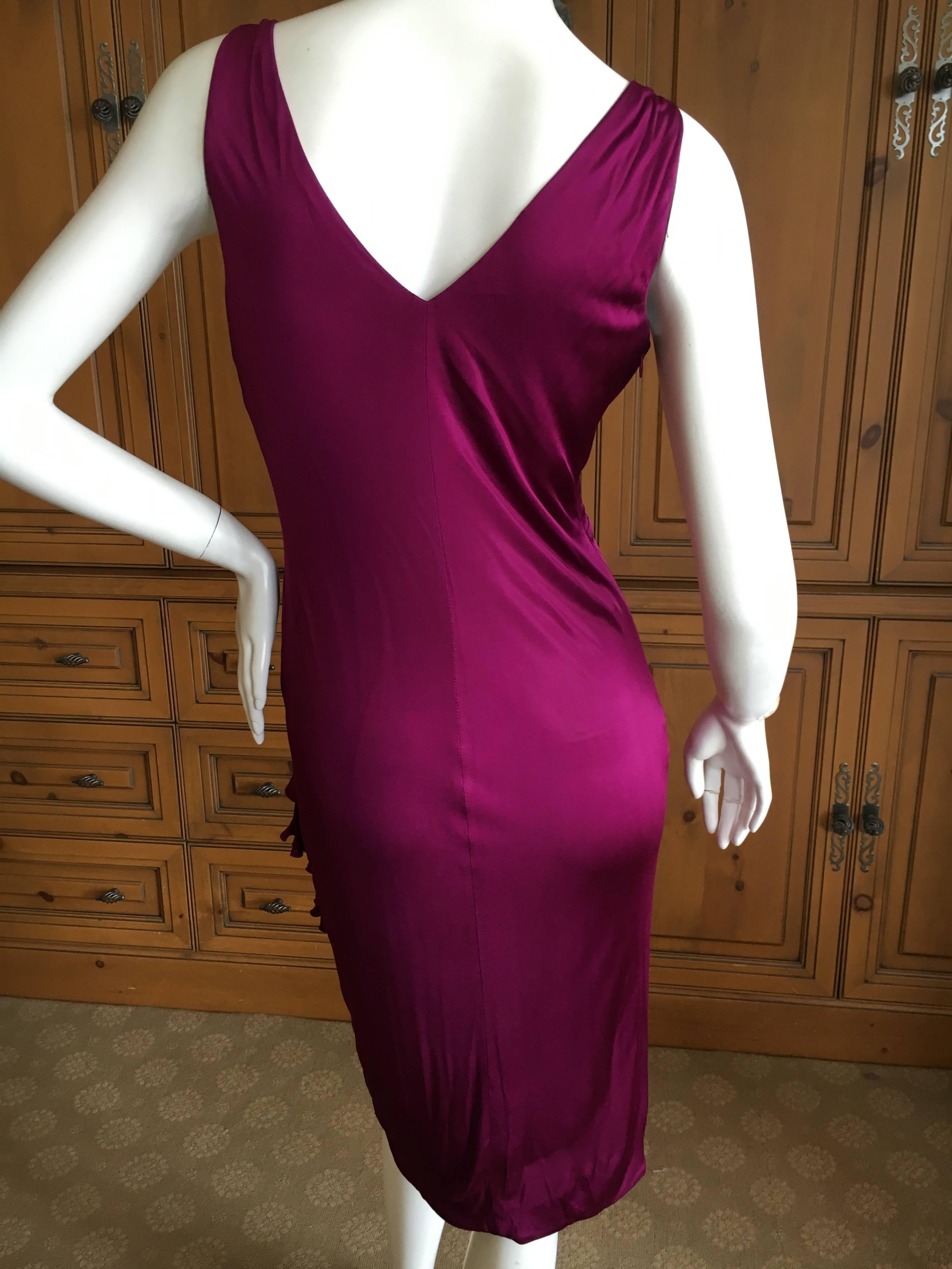 Versace Violet Ruffled Jersey Dress In Excellent Condition For Sale In Cloverdale, CA