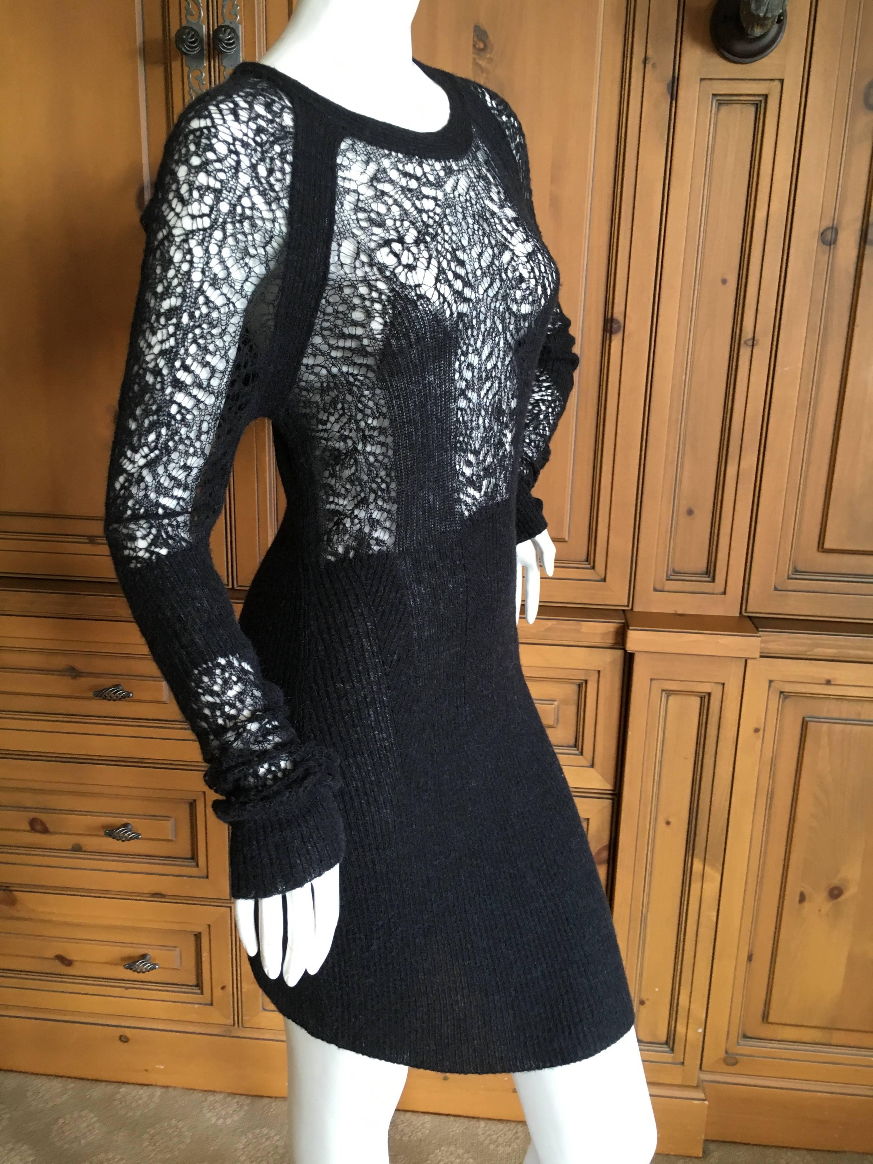 MM6 Maison Martin Margiela Sheer Knit Cocktail Dress In Excellent Condition For Sale In Cloverdale, CA