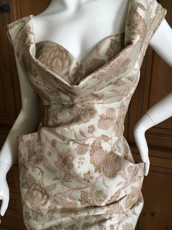 vivienne westwood gold label dress Vivienne Westwood Gold Label Gold Brocade Cocktail Dress with Built In Corset For Sale at 1stDibs