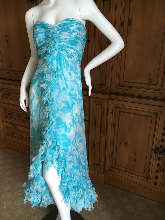 Oscar de la Renta Ruffled Silk Strapless Vintage Cocktail Dress For ...