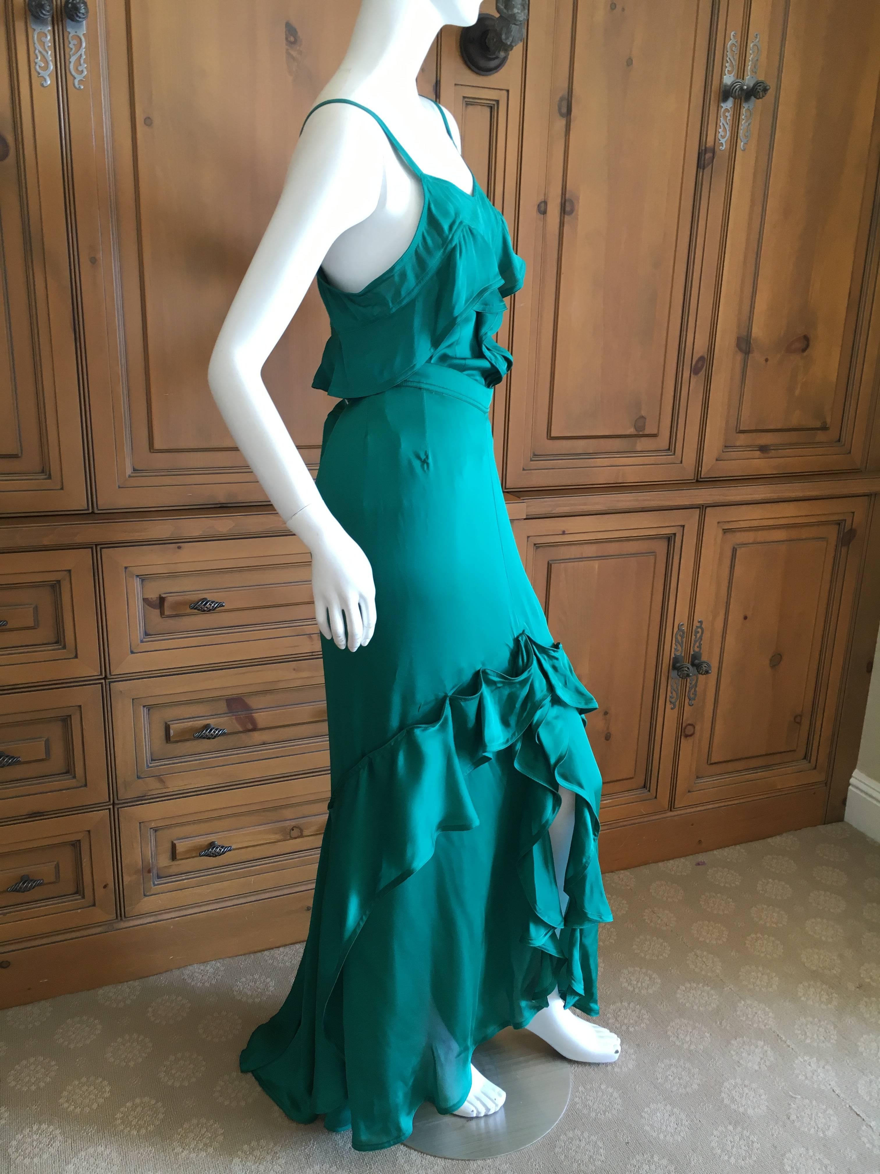 Yves Saint Laurent by Tom Ford 2003 Two Piece Ruffled Silk Dress New with Tags In New Condition For Sale In Cloverdale, CA