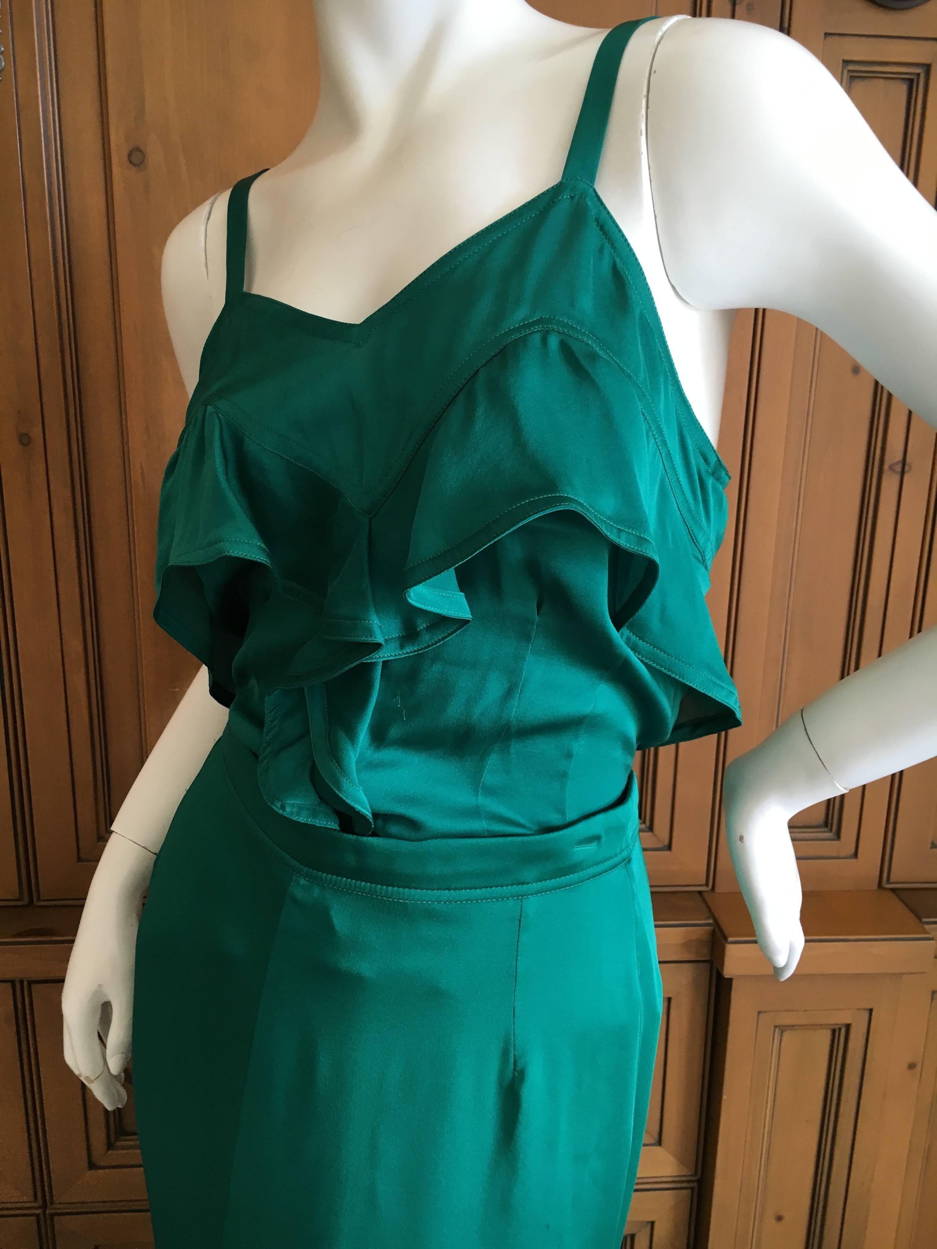 Blue Yves Saint Laurent by Tom Ford 2003 Two Piece Ruffled Silk Dress New with Tags For Sale