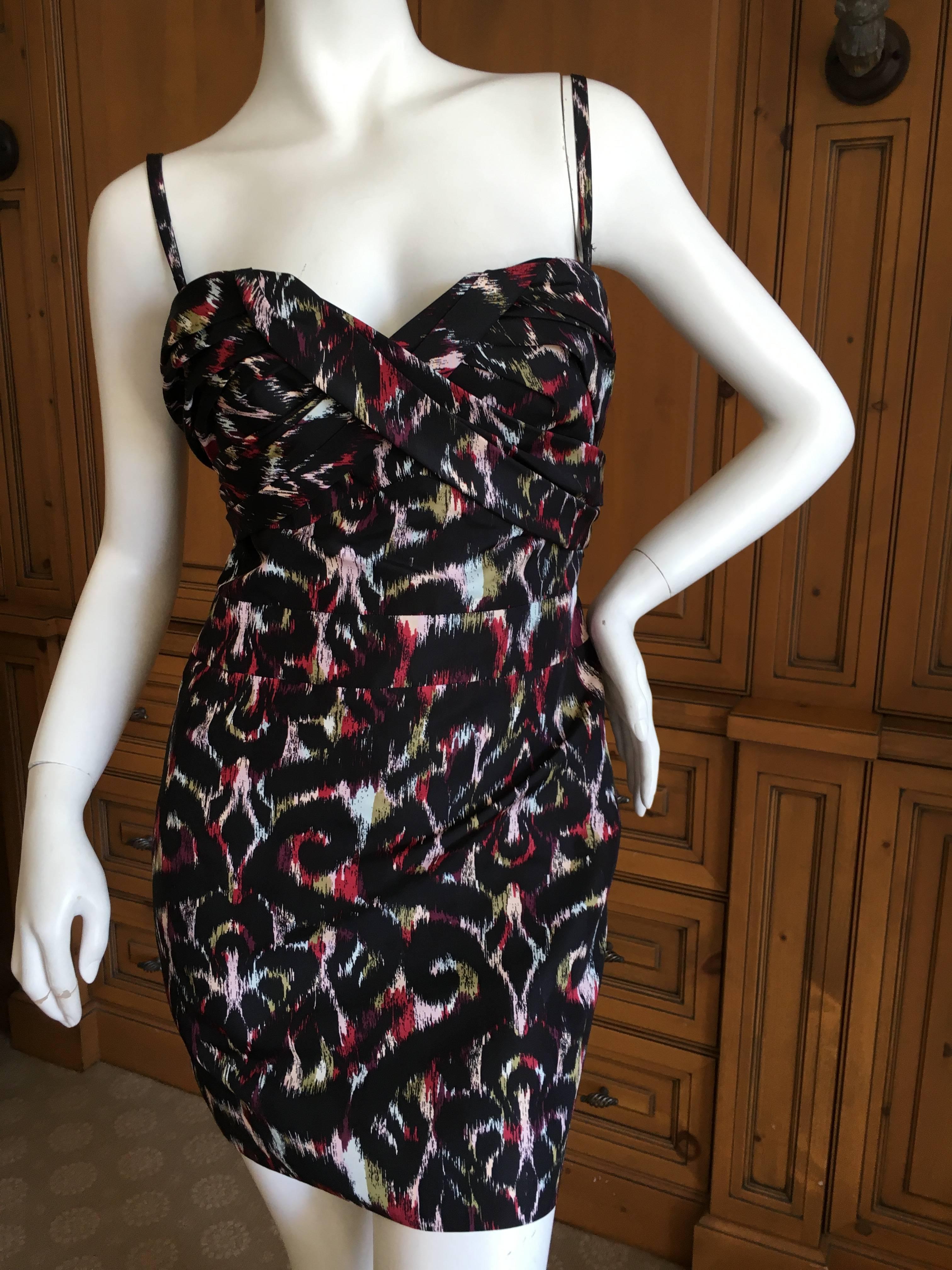 Christian Dior by Galliano Tribal Print Strapless Mini Dress w Inner Corset For Sale 4