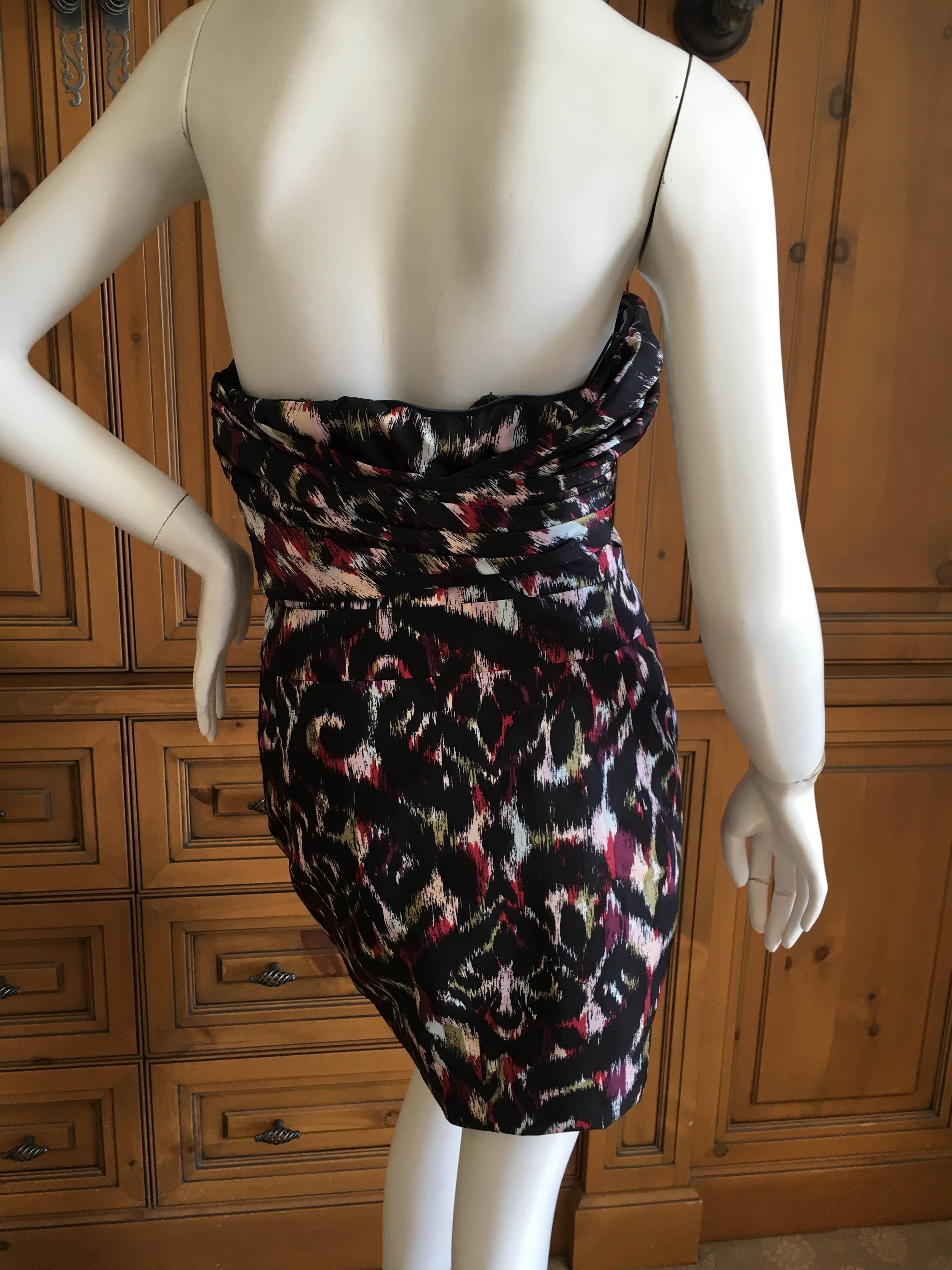 Christian Dior by Galliano Tribal Print Strapless Mini Dress w Inner Corset In Excellent Condition For Sale In Cloverdale, CA