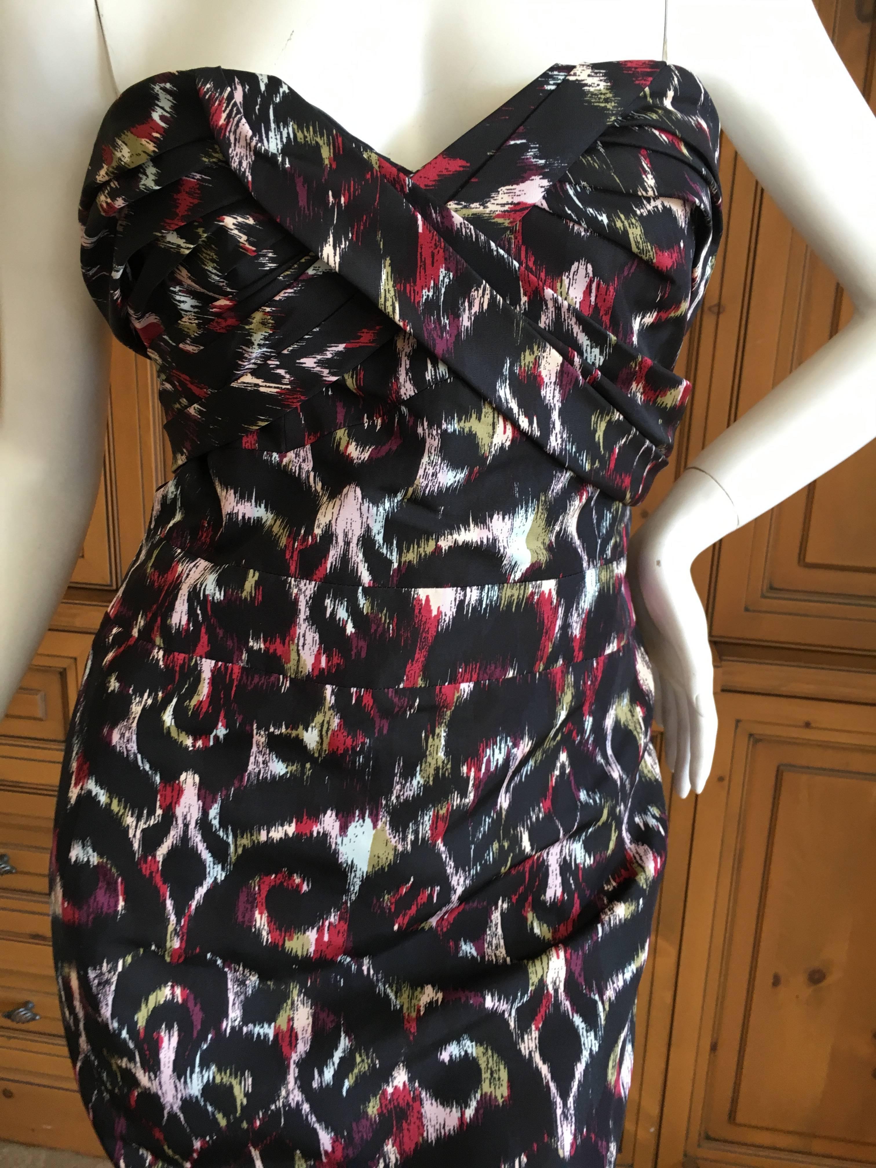 Christian Dior by Galliano Tribal Print Strapless Mini Dress w Inner Corset For Sale 2