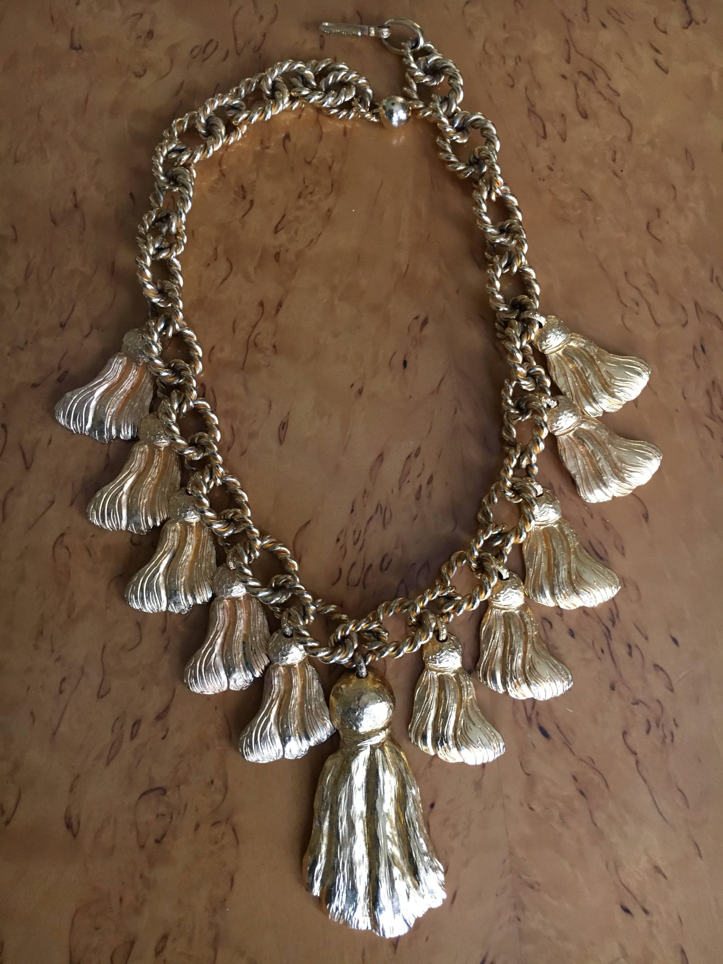 Yves Saint Laurent Rive Gauche 1970's Golden Tassel Necklace In Excellent Condition In Cloverdale, CA