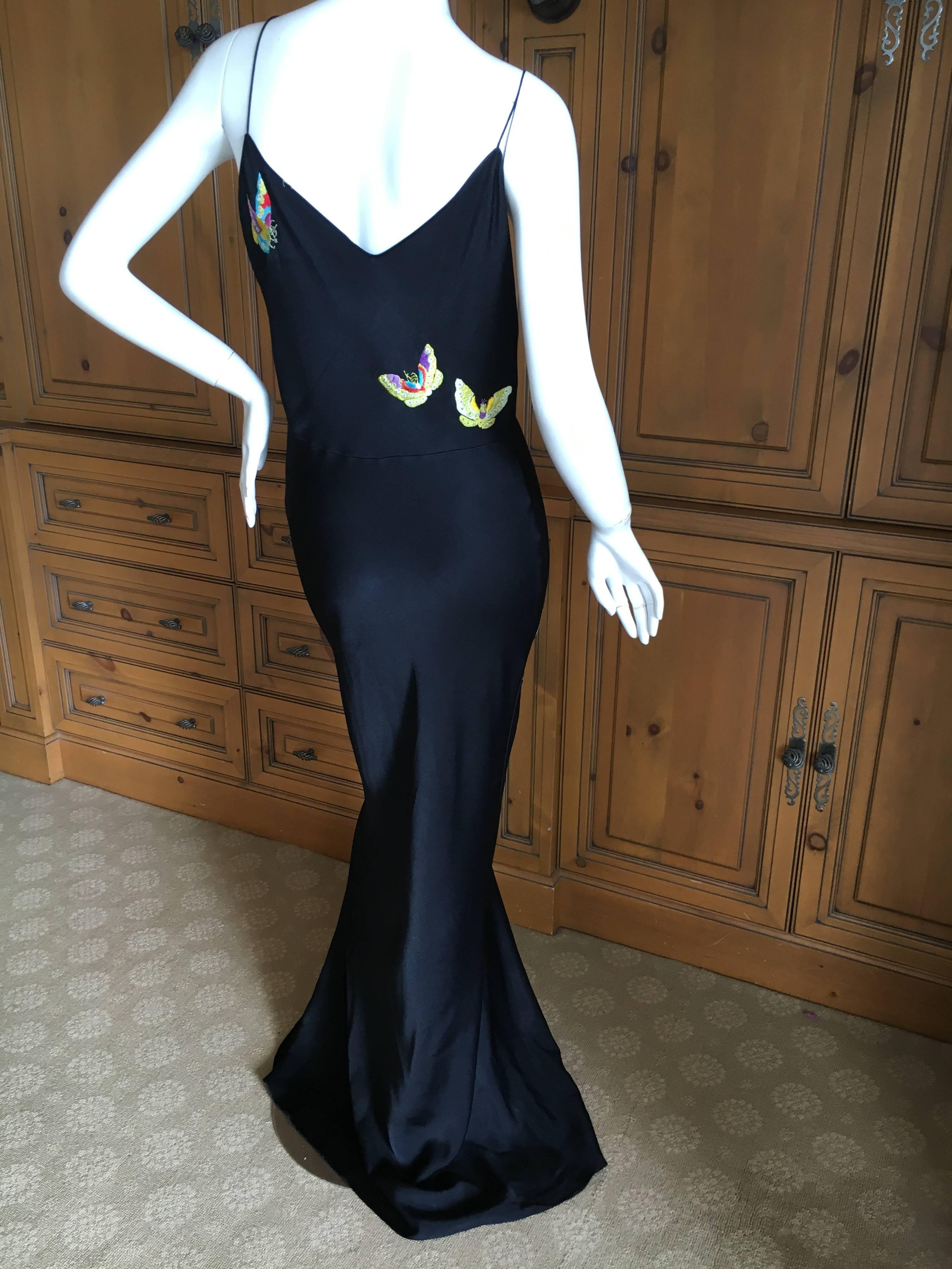 Beautiful long black dress with butterfly embroidery from John Galliano.
Size 44 / 10

Bust 44