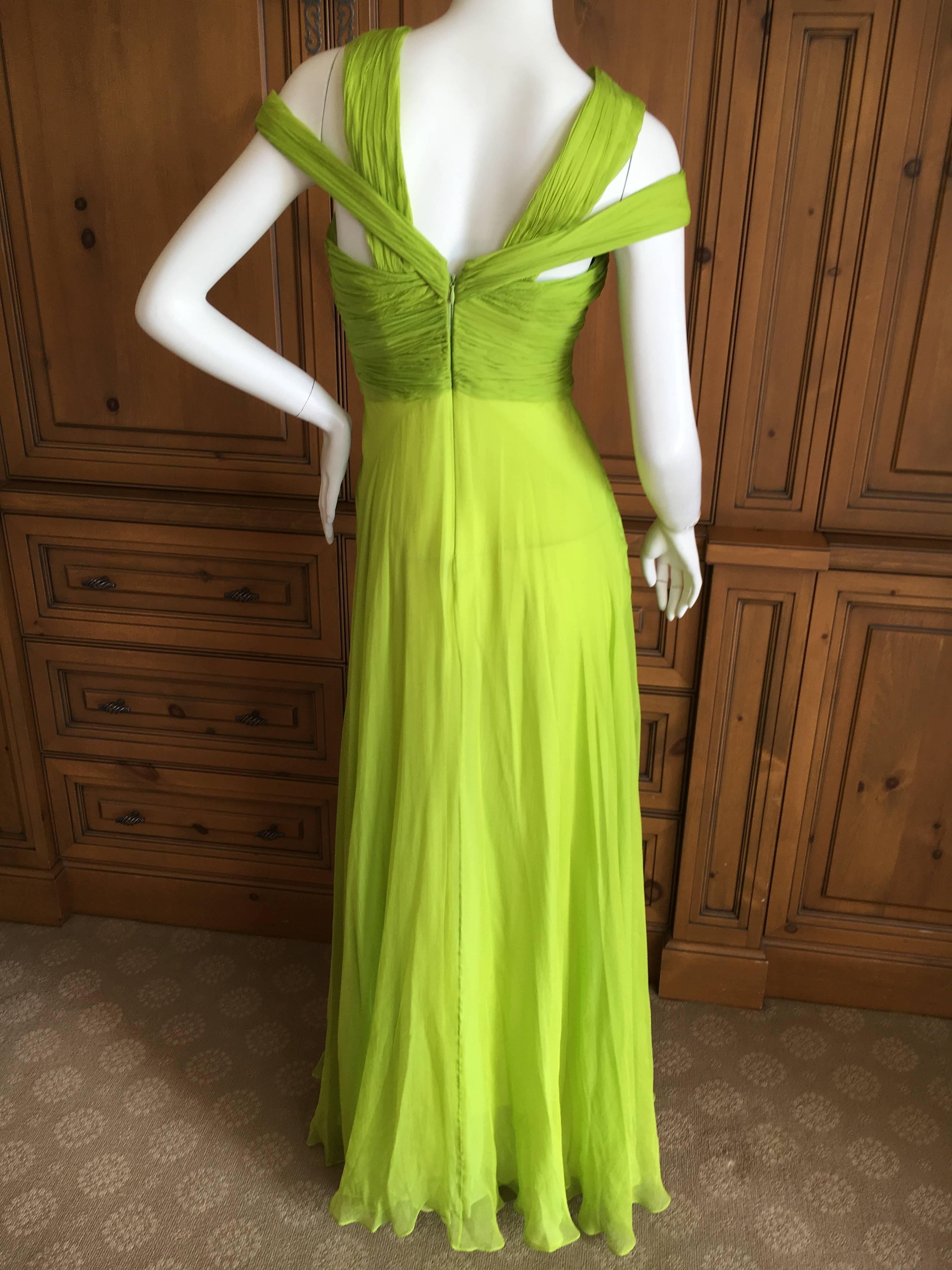 neon green silk dress
