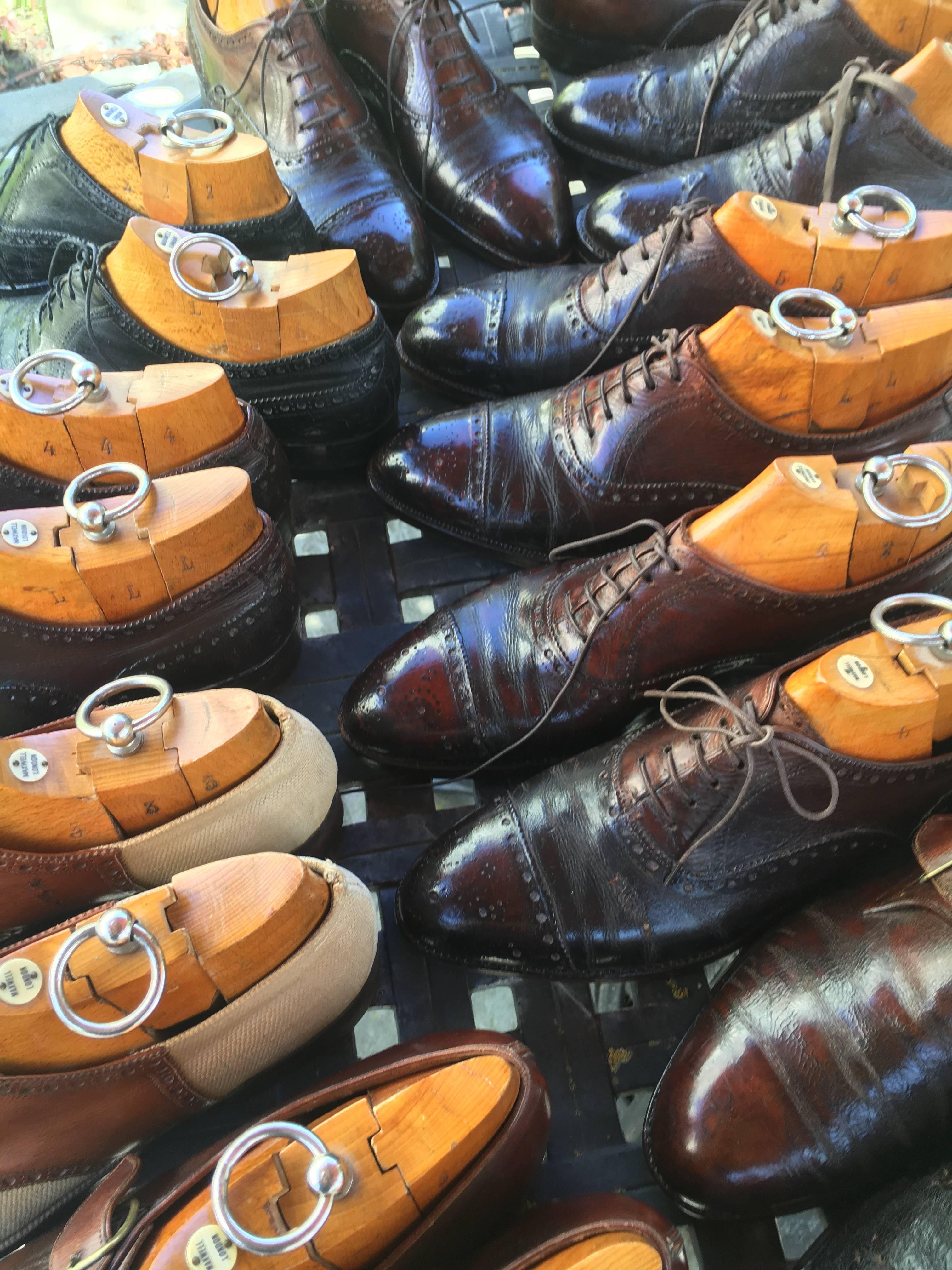Maxwell London 12 Pair of Pre War Bespoke Gentleman's Shoes w Shoe Trees For Sale 1