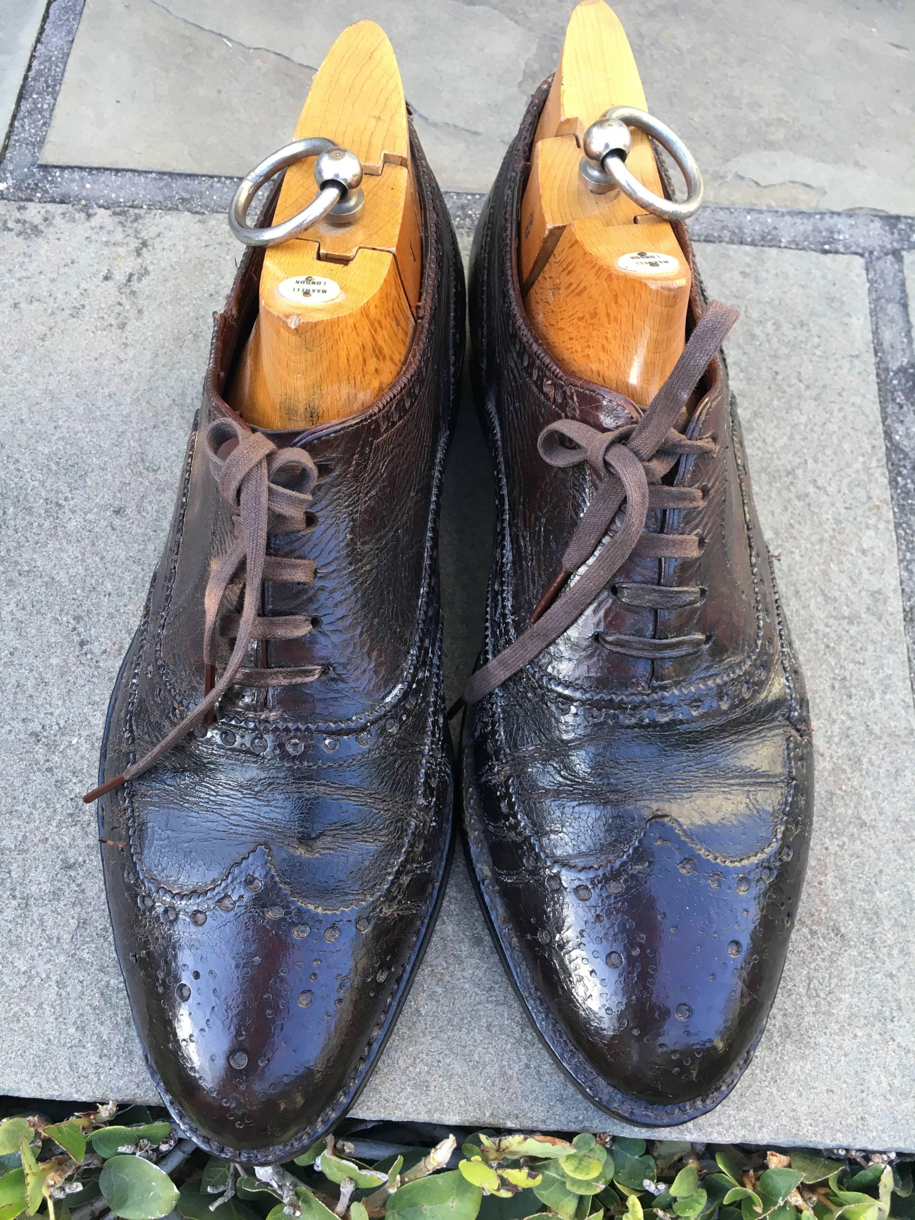 Maxwell London 12 Pair of Pre War Bespoke Gentleman's Shoes w Shoe Trees For Sale 2