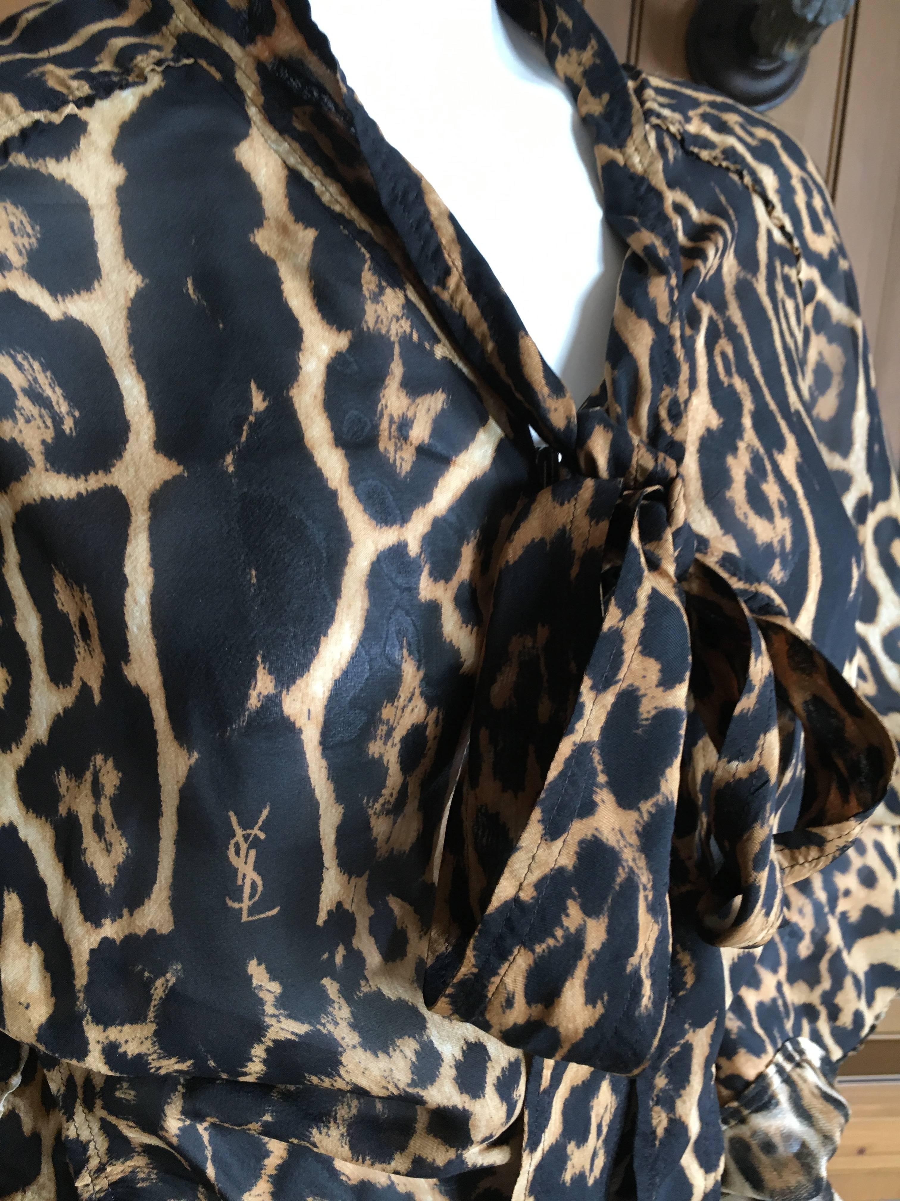 Yves Saint Laurent Silk Leopard Print Top by Tom Ford In Excellent Condition In Cloverdale, CA