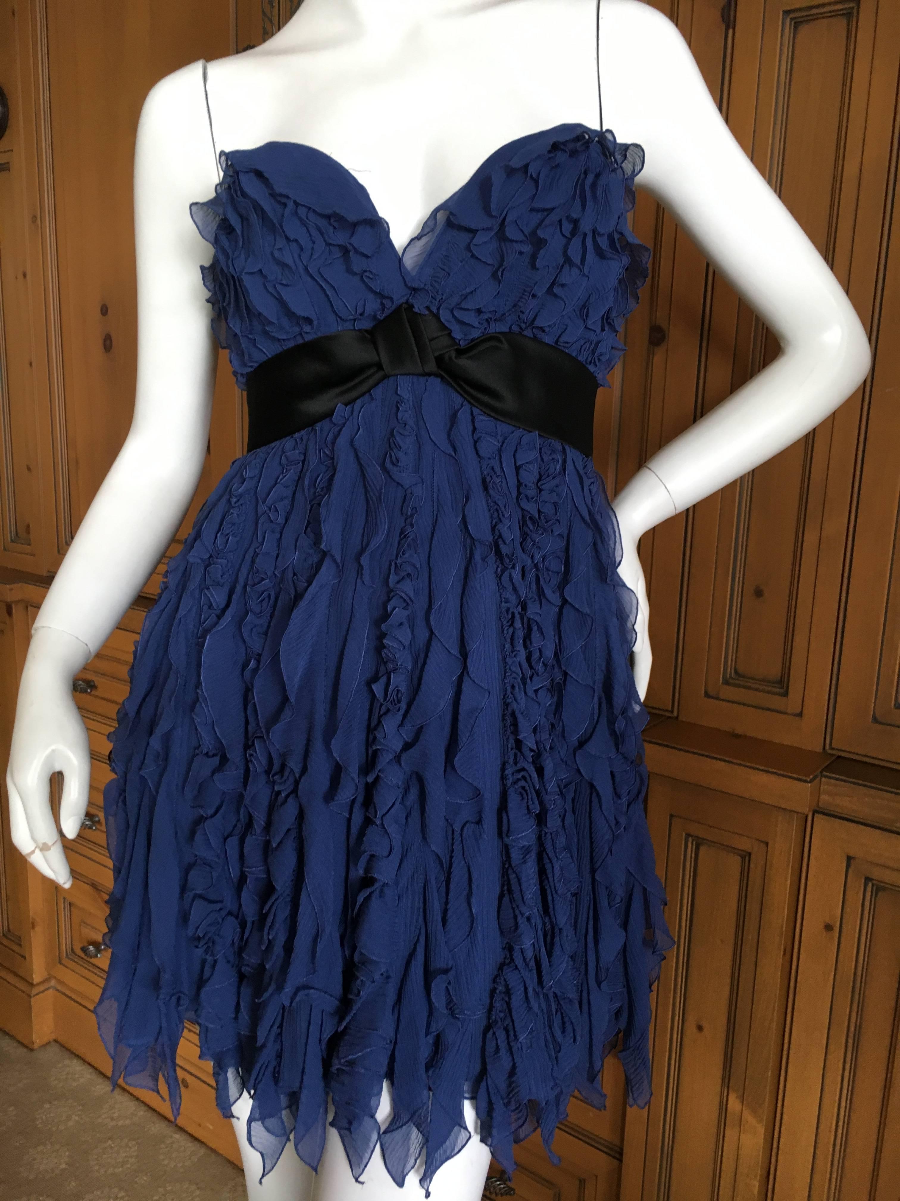 Jenny Packham Ruffled Silk Mini Dress In Excellent Condition For Sale In Cloverdale, CA