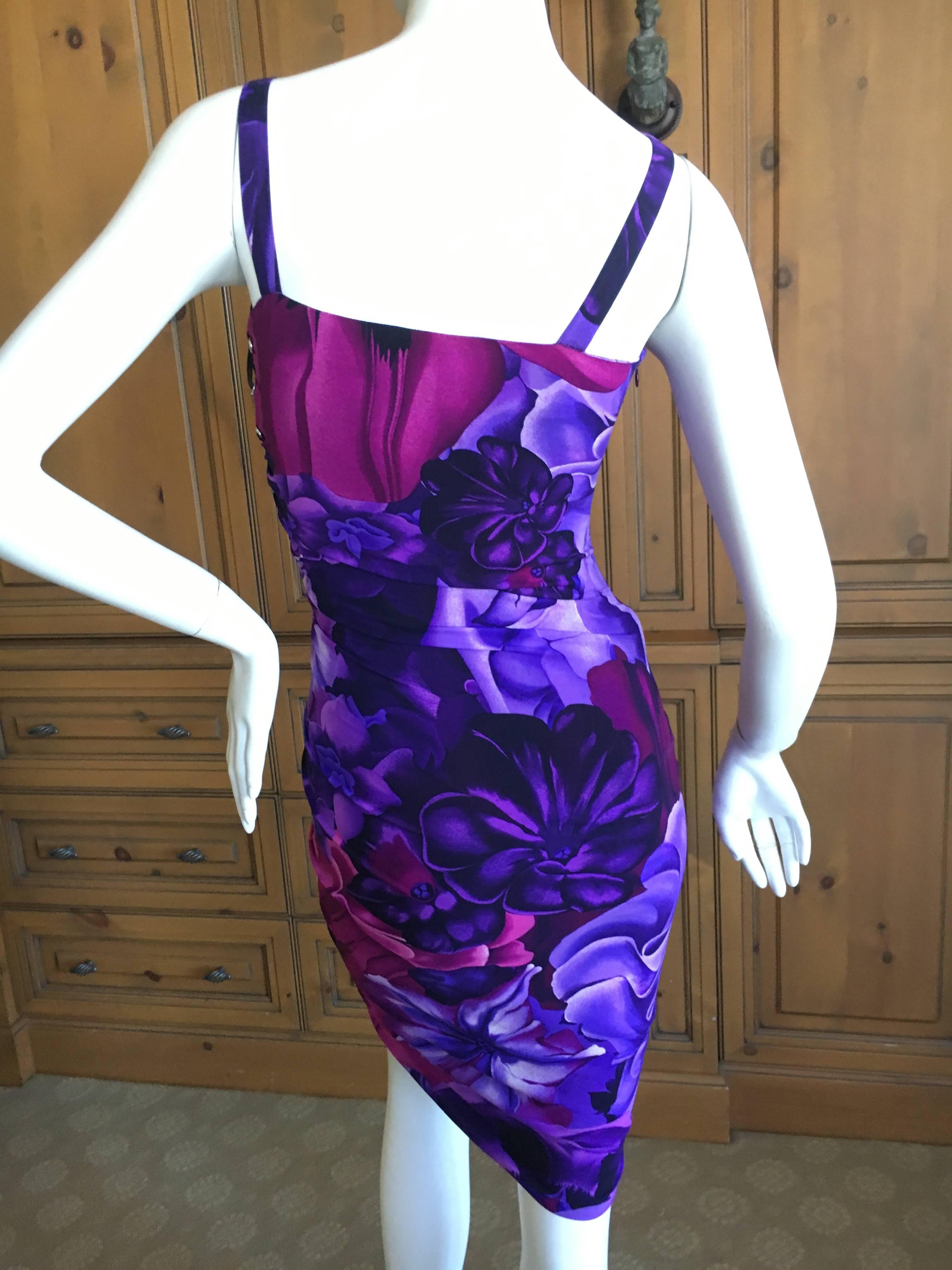 Versace Floral Dress with Lace Insert and Corset Lacing 1