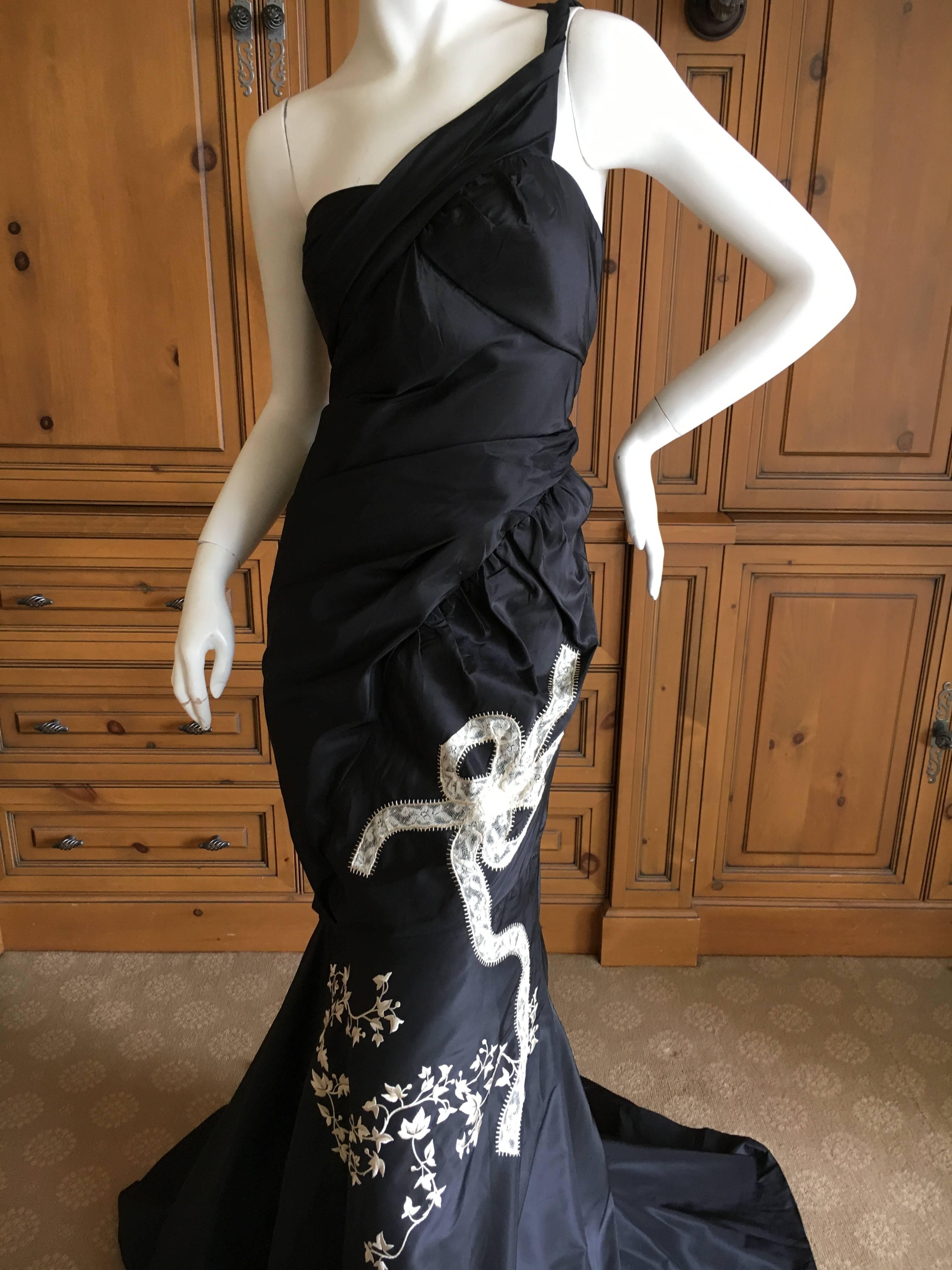 John Galliano One Shoulder Evening Dress with Train For Sale 5