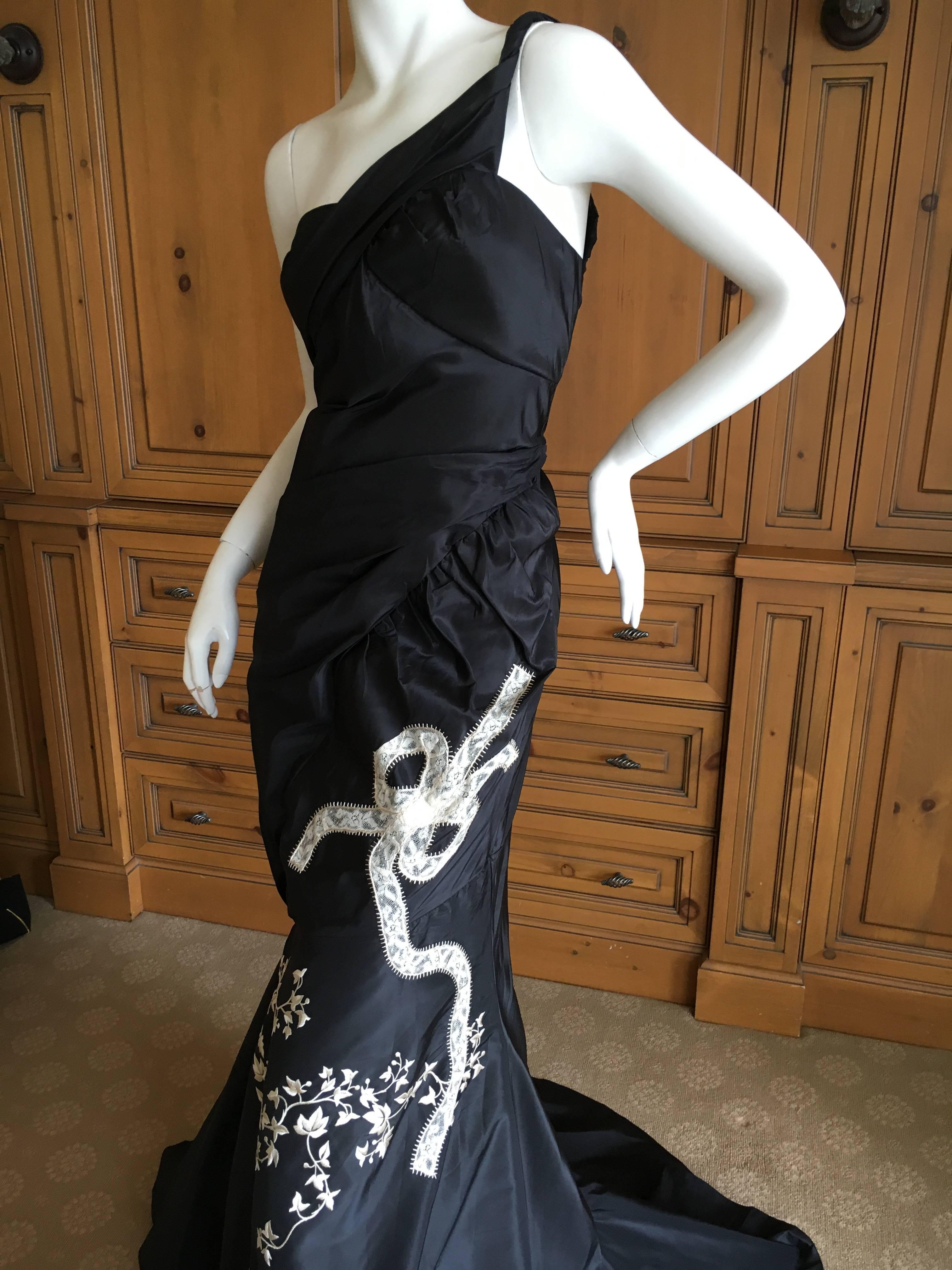 John Galliano One Shoulder Evening Dress with Train For Sale 6