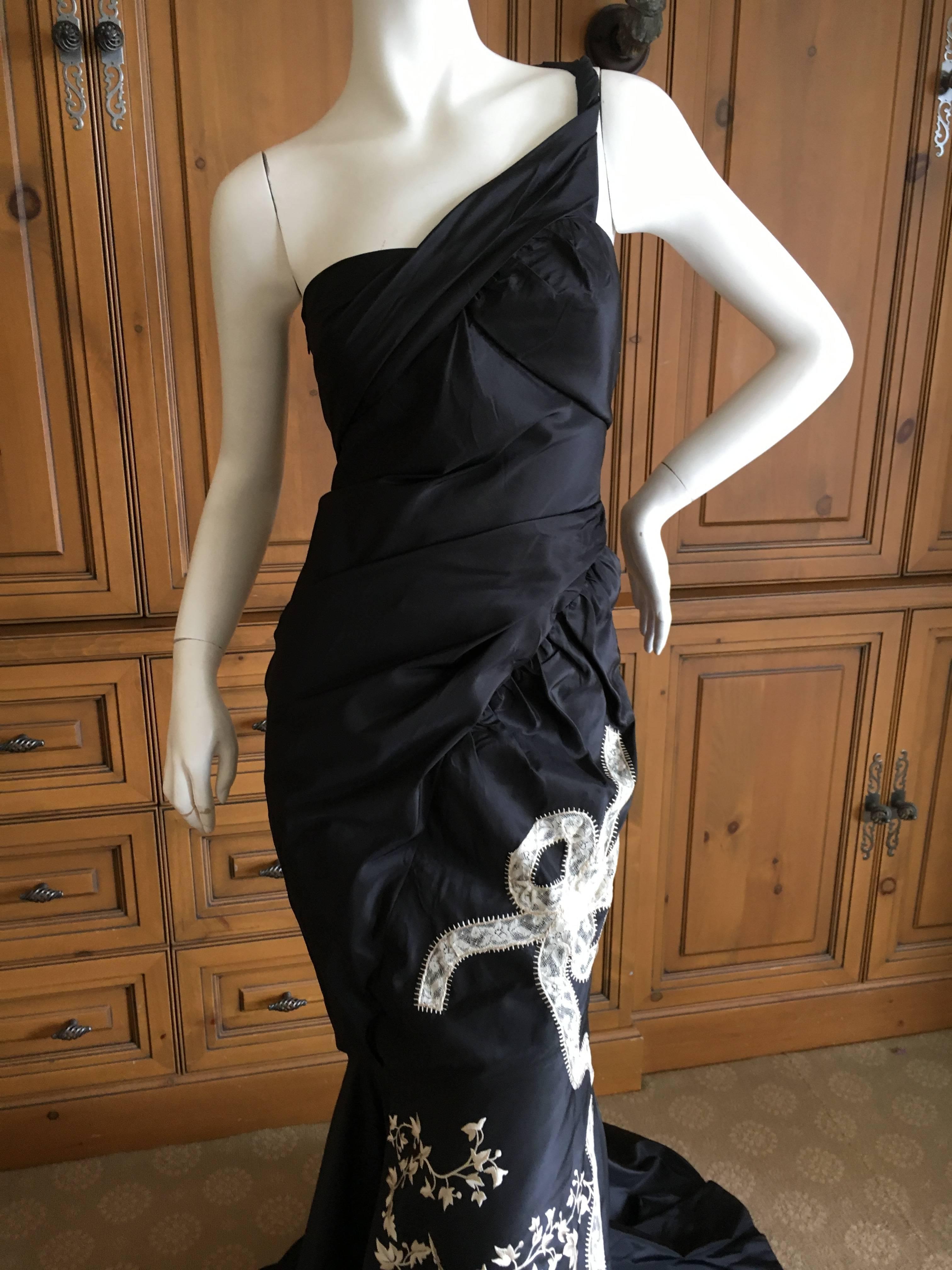 John Galliano One Shoulder Evening Dress with Train For Sale 1