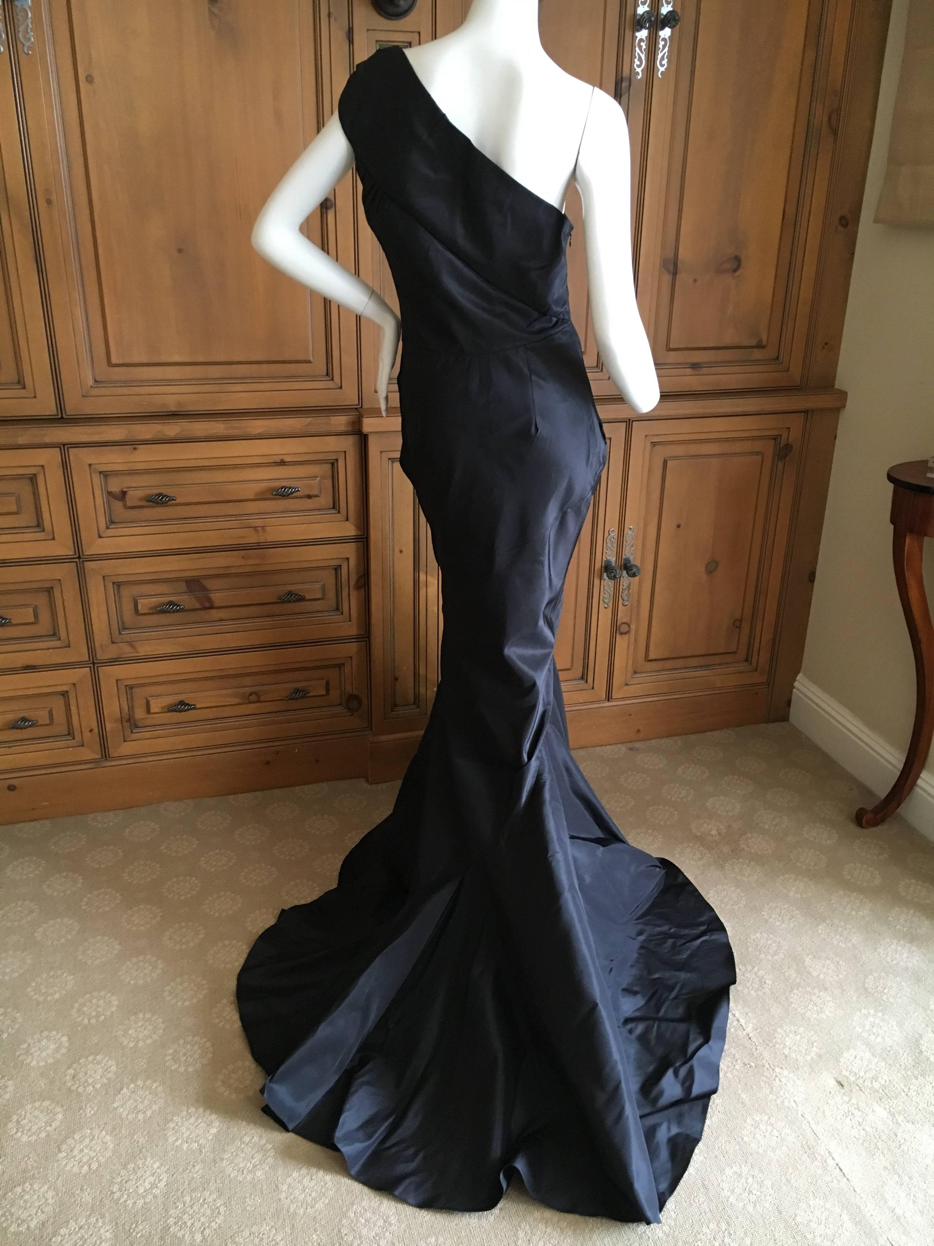 Women's John Galliano One Shoulder Evening Dress with Train For Sale