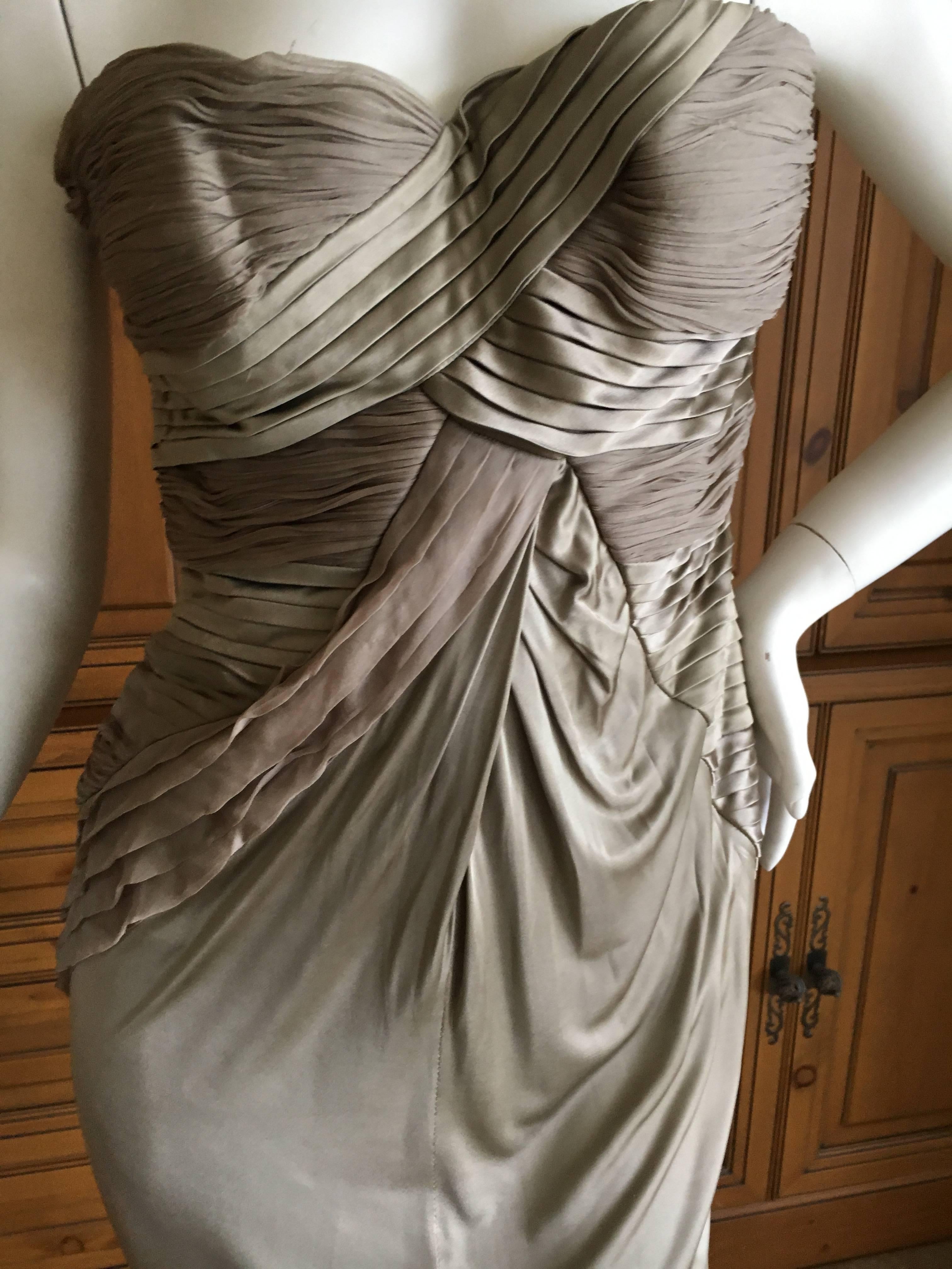 Versace Vintage Pleated Strapless Evening Dress For Sale 2