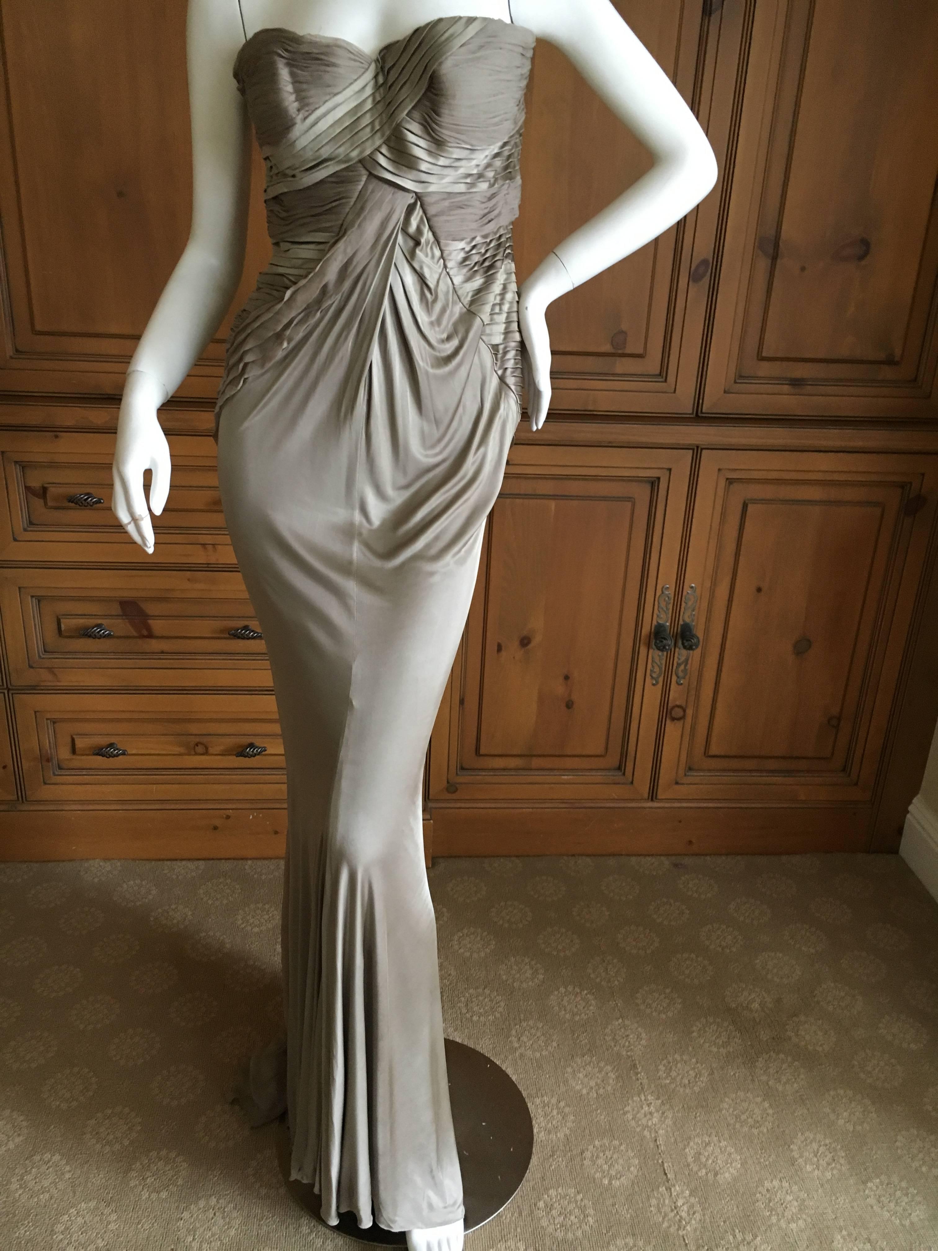 Versace Vintage Pleated Strapless Evening Dress For Sale 3