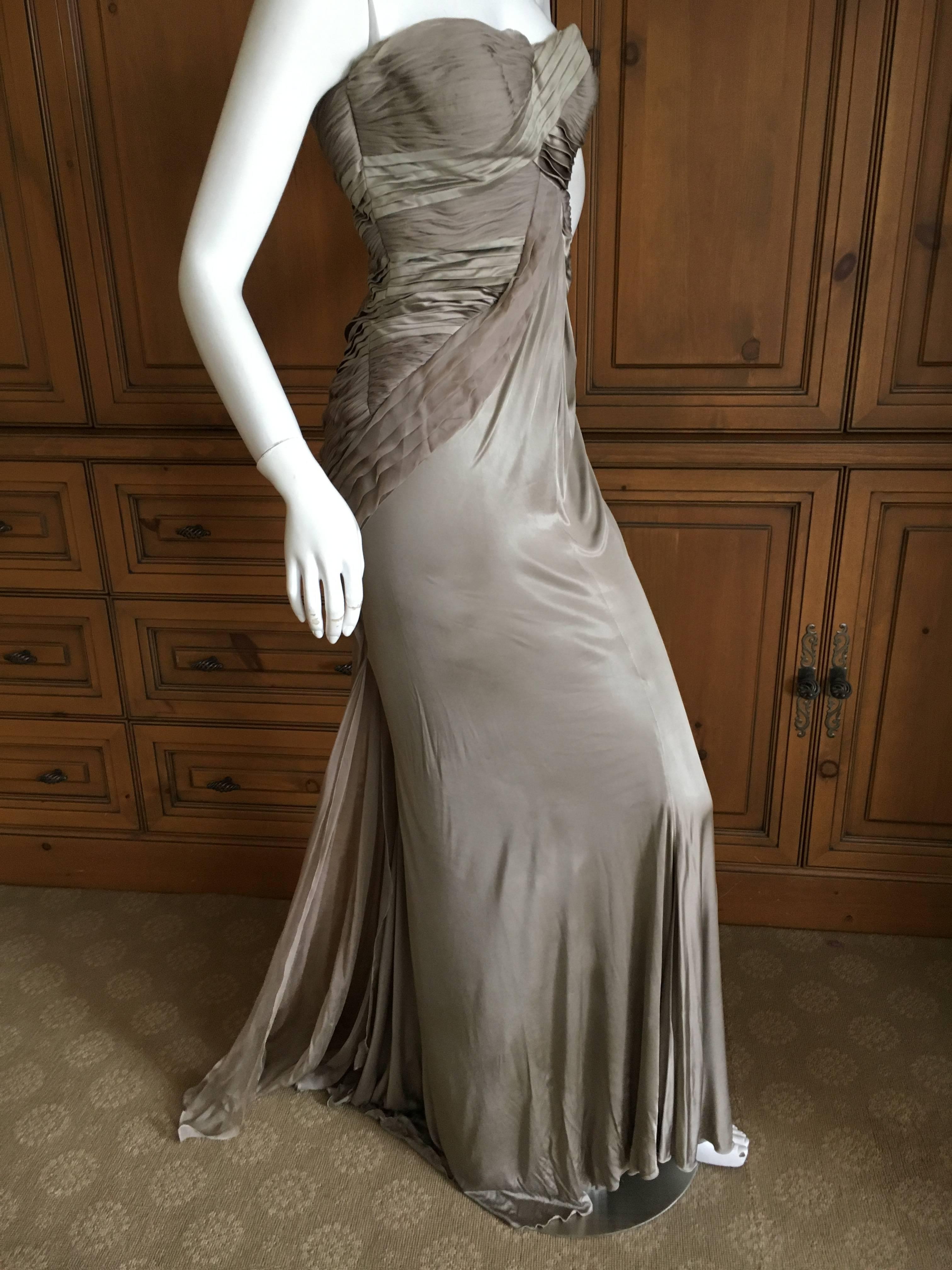 Versace Vintage Pleated Strapless Evening Dress In Excellent Condition For Sale In Cloverdale, CA