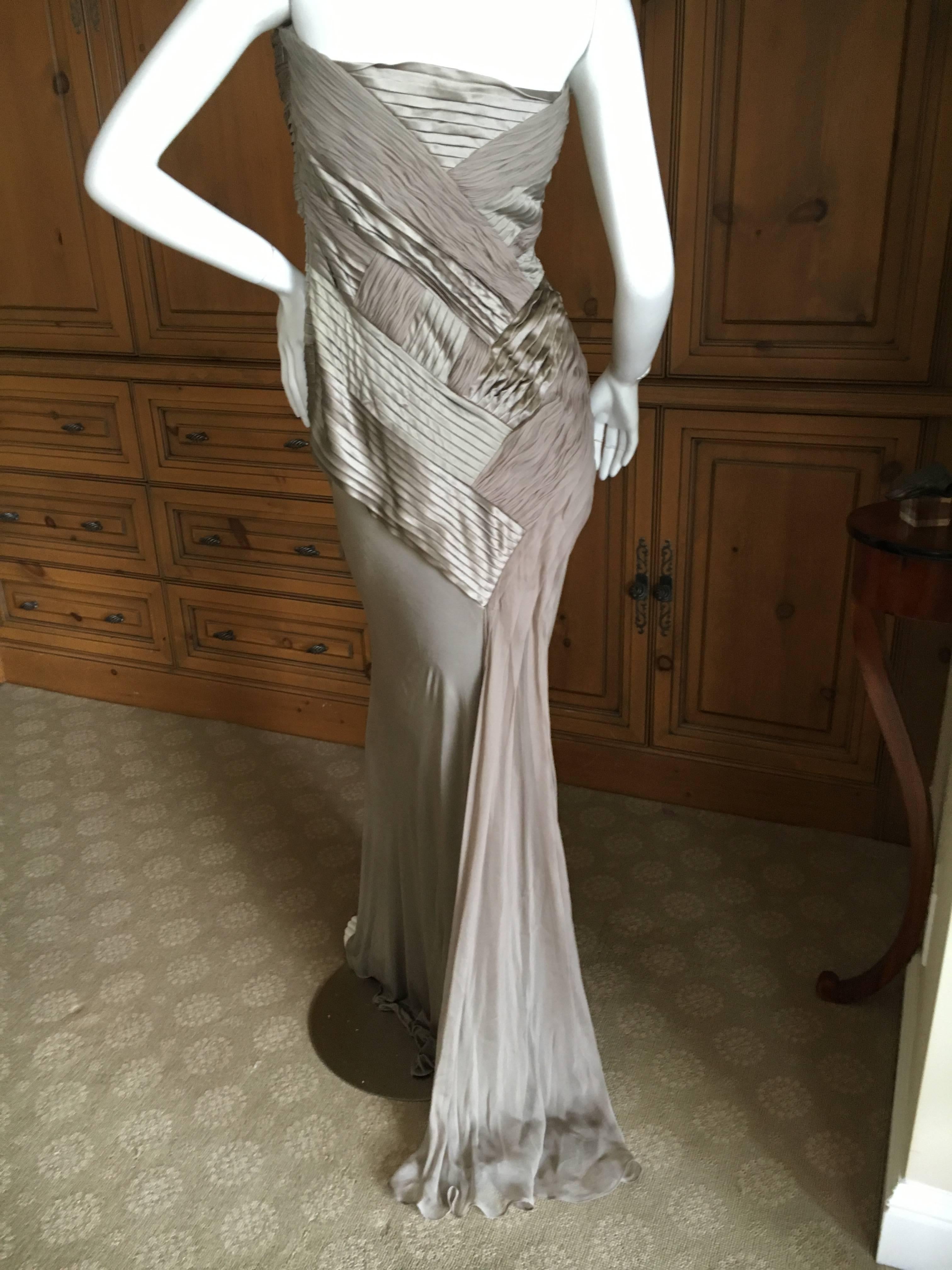 Versace Vintage Pleated Strapless Evening Dress For Sale 1