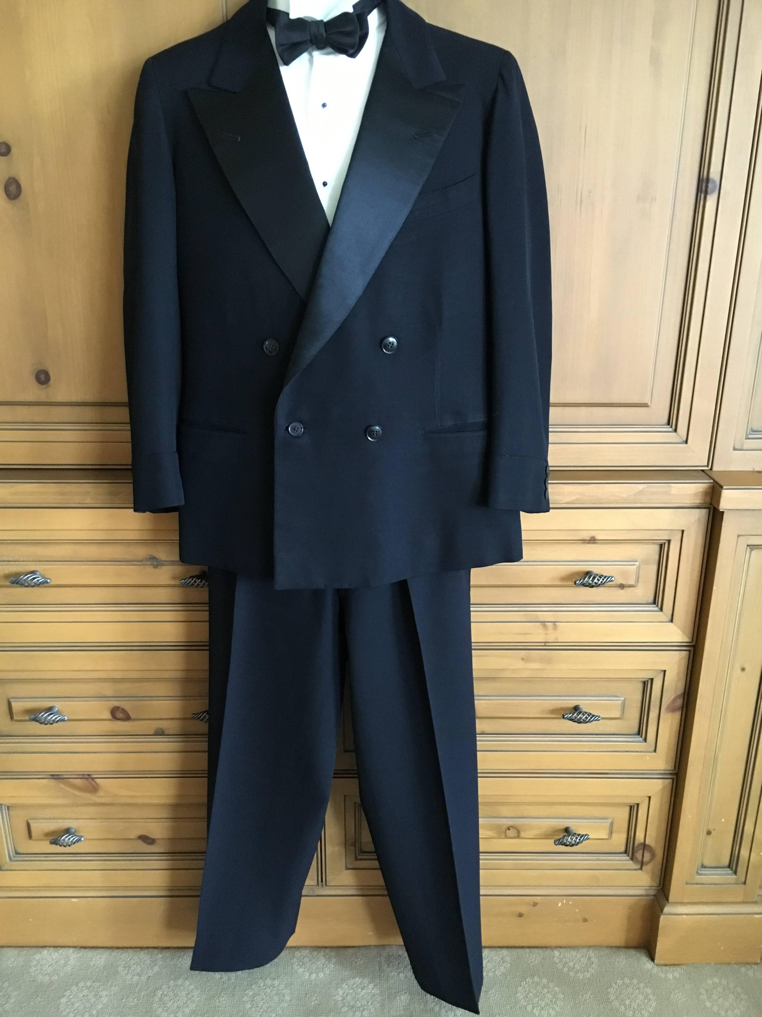 1936 Gentleman's Peak Satin Lapel Tuxedo from Society Tailor F.L. Dunne & Co. NY For Sale 4