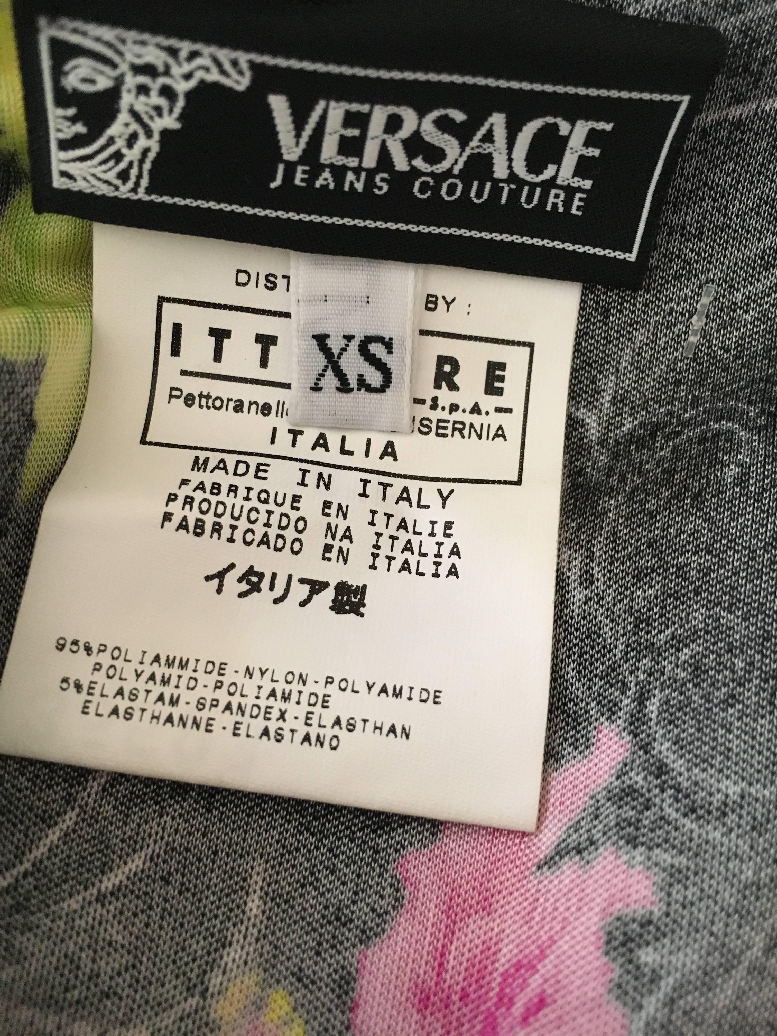 Vintage Versace Jeans Couture Tropical Floral Dress  XS For Sale 3