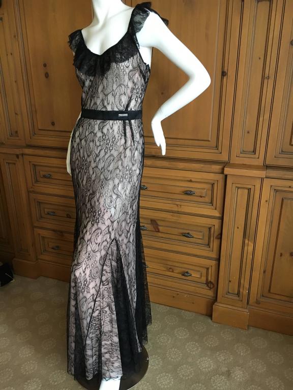 John Galliano Black Lace Gown with KickPleating on Skirt For Sale at ...