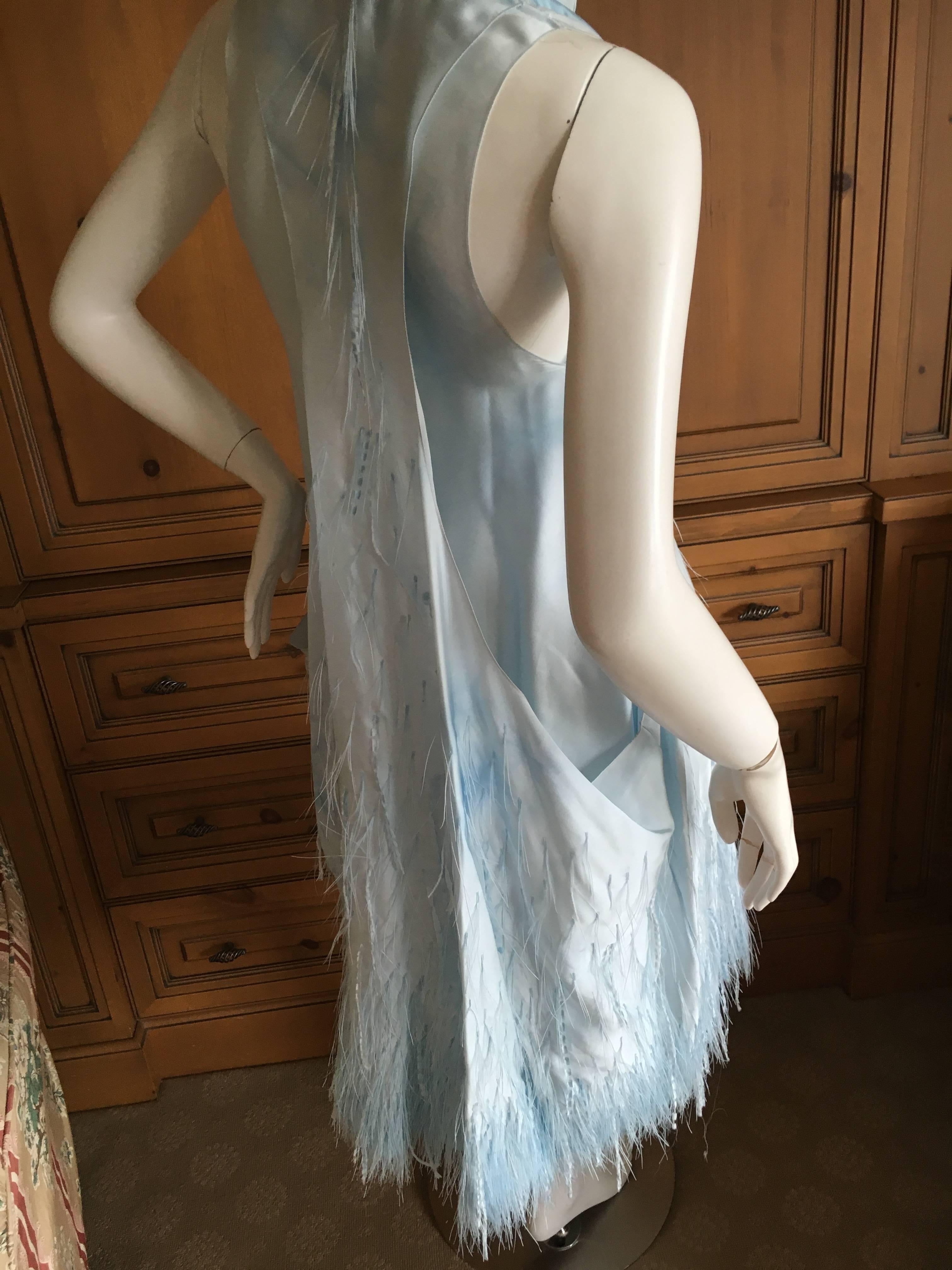Exquisite Bottega Veneta Pale Turquoise Feathered Silk Dress by Tomas Maier.
Size 38
Bust 38