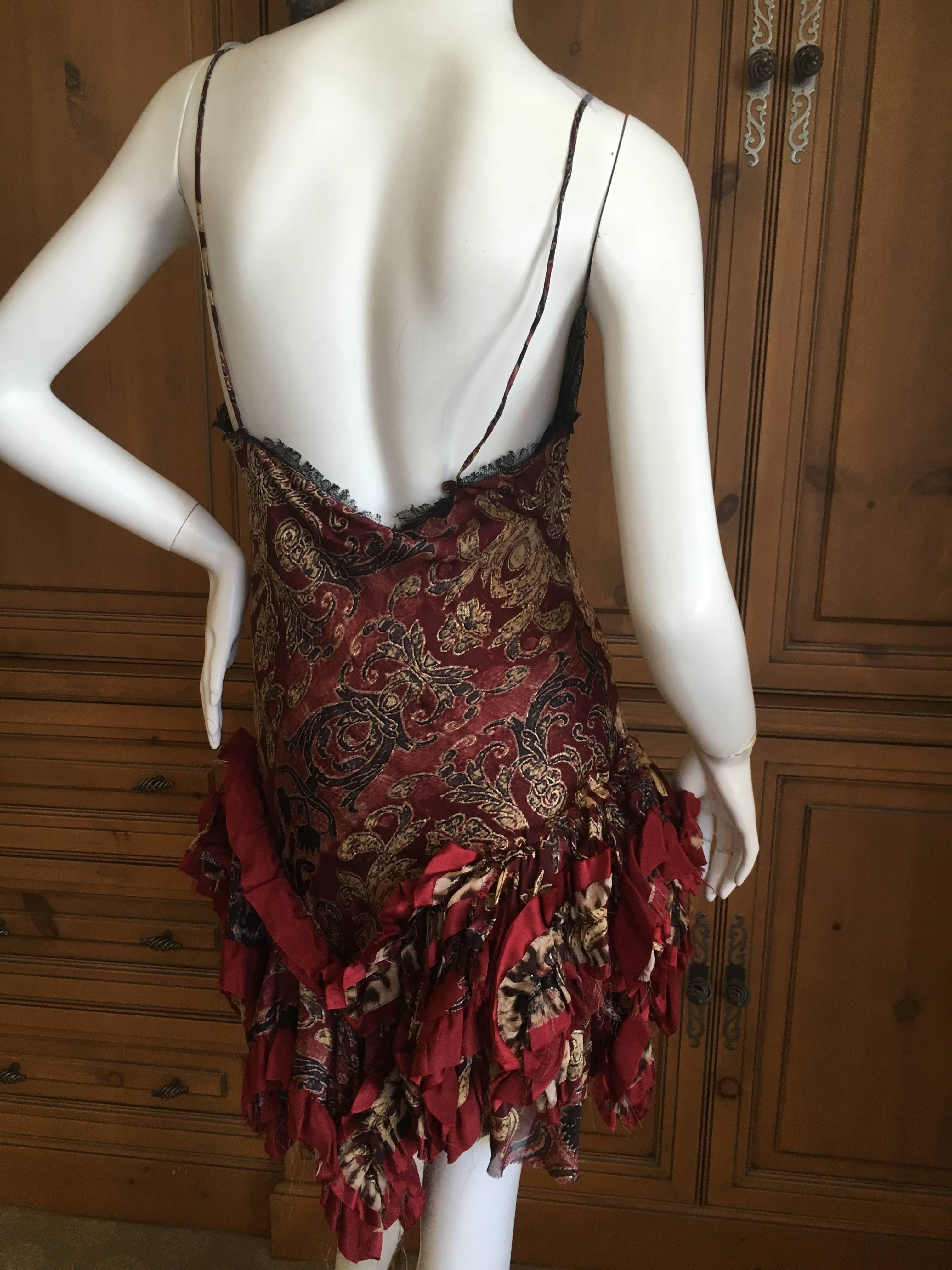 Roberto Cavalli Romantic Ruffle Trim Mini Dress In Excellent Condition For Sale In Cloverdale, CA