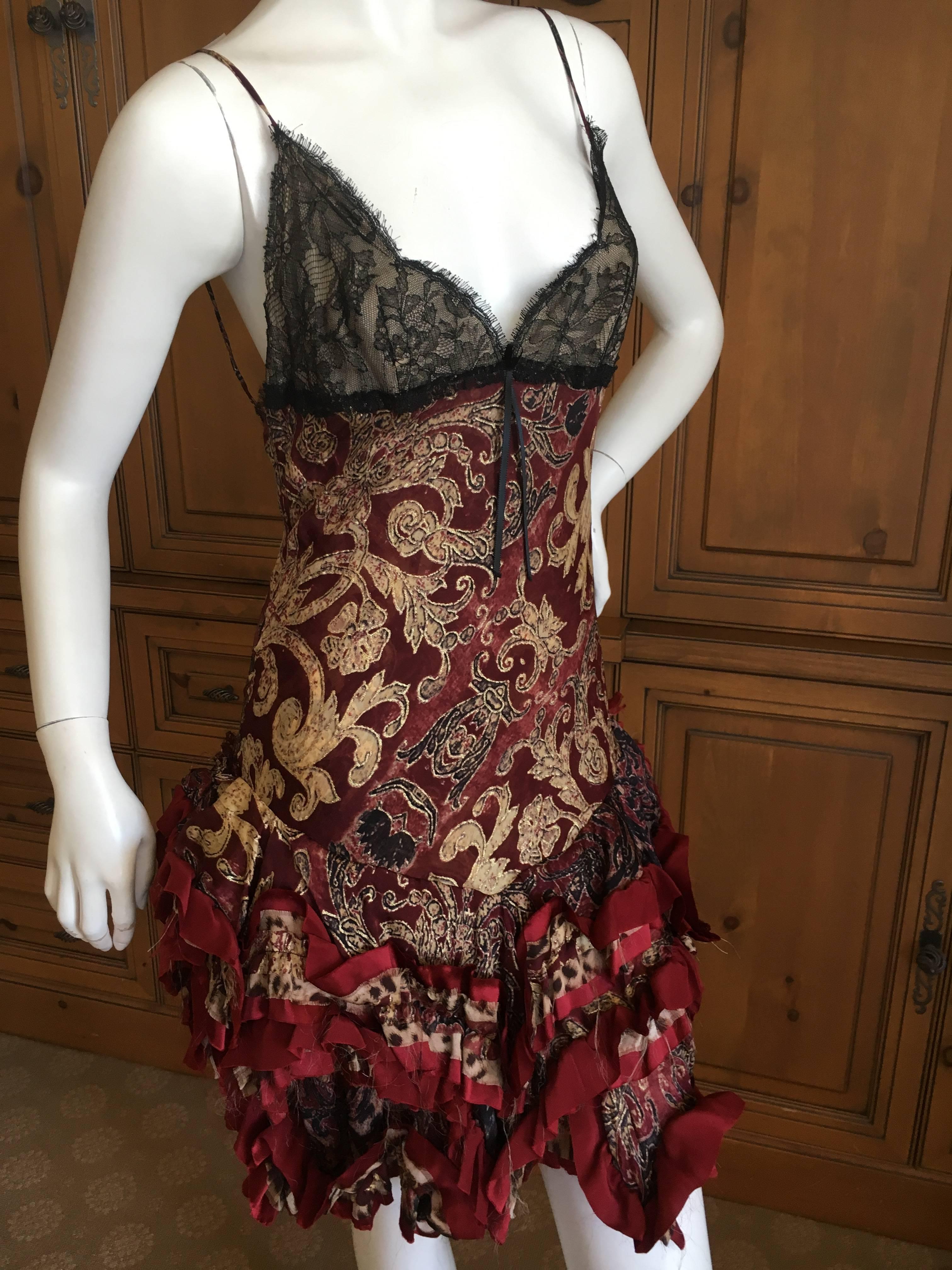 Roberto Cavalli Romantic Ruffle Trim Mini Dress For Sale 3