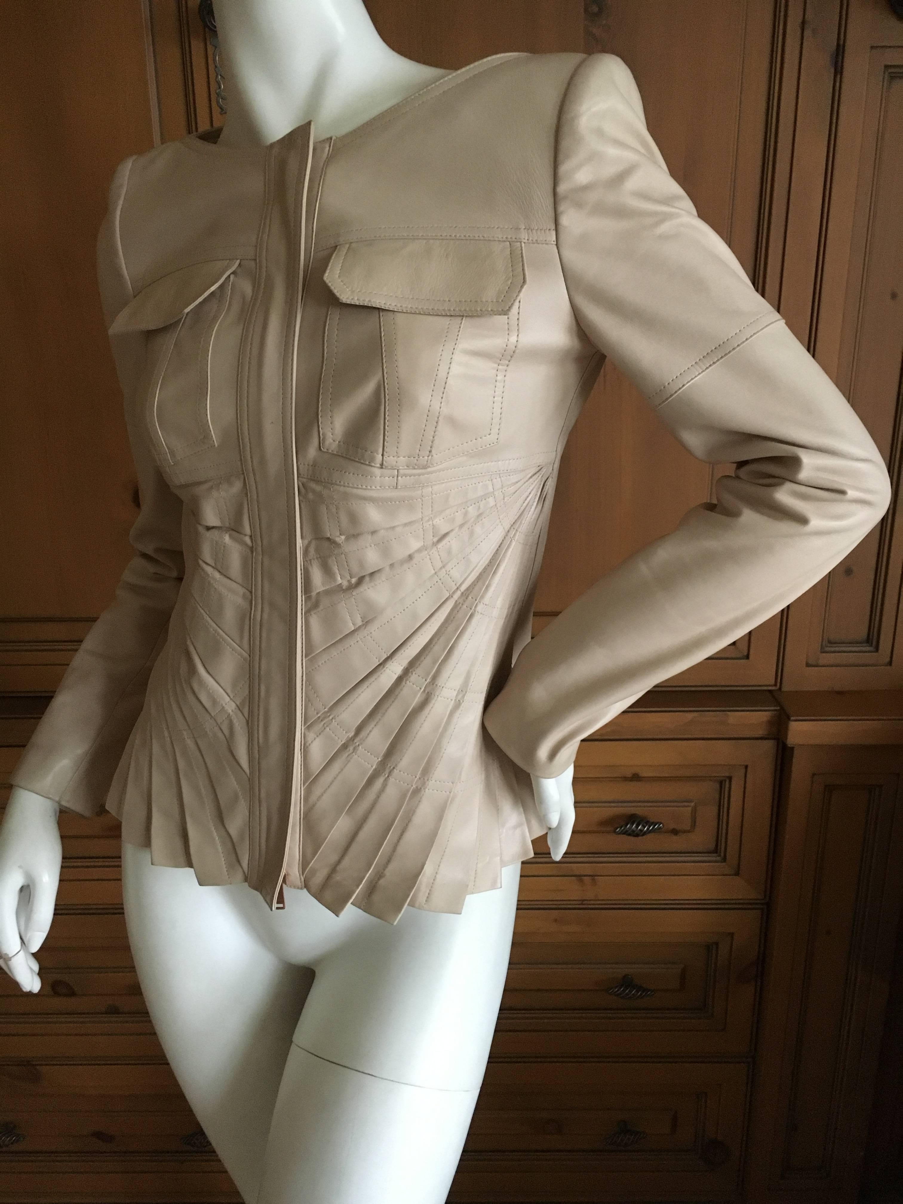 Gucci by Tom Ford Fan Pleat Leather Jacket In Excellent Condition For Sale In Cloverdale, CA