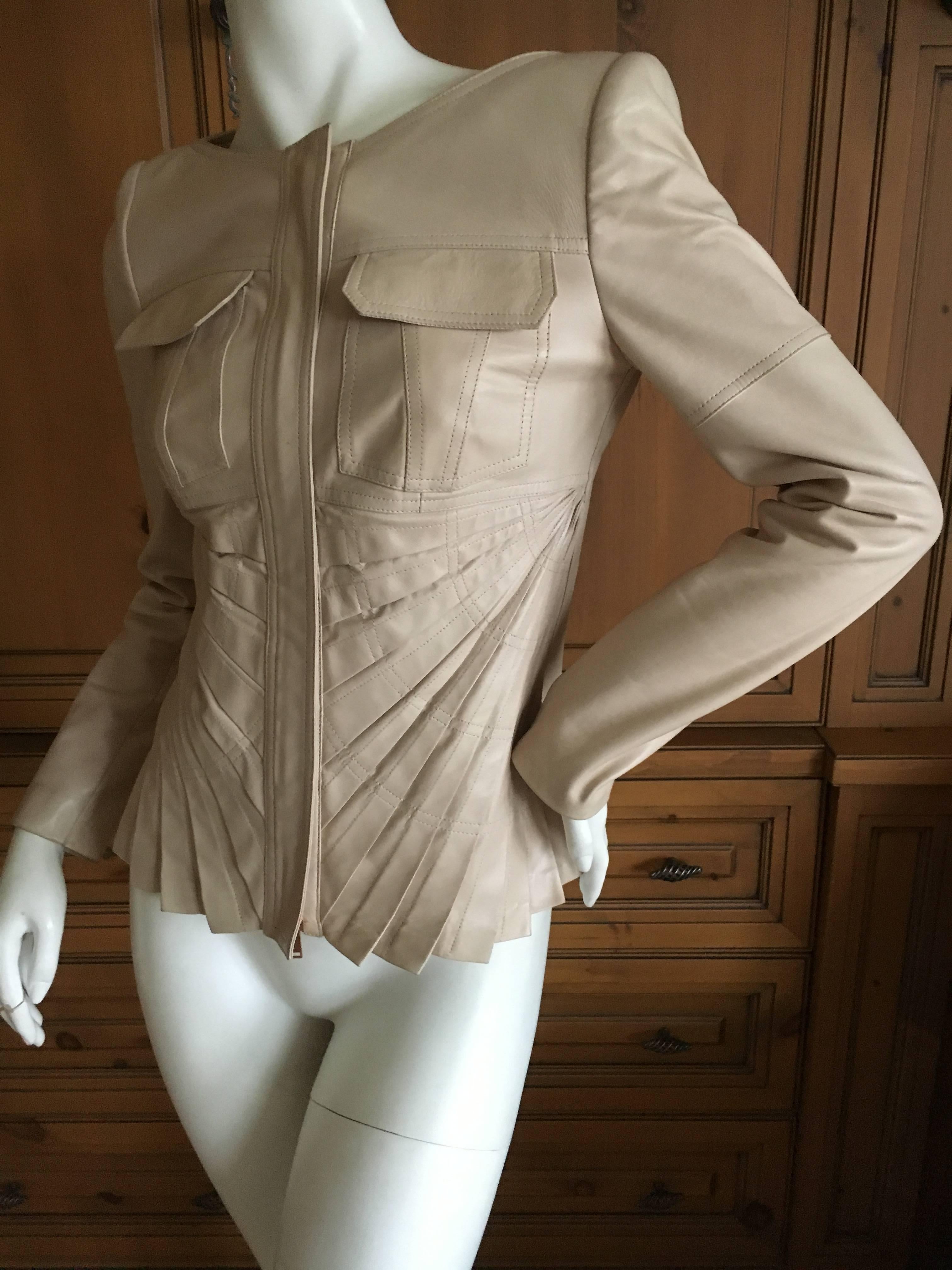 Women's Gucci by Tom Ford Fan Pleat Leather Jacket For Sale