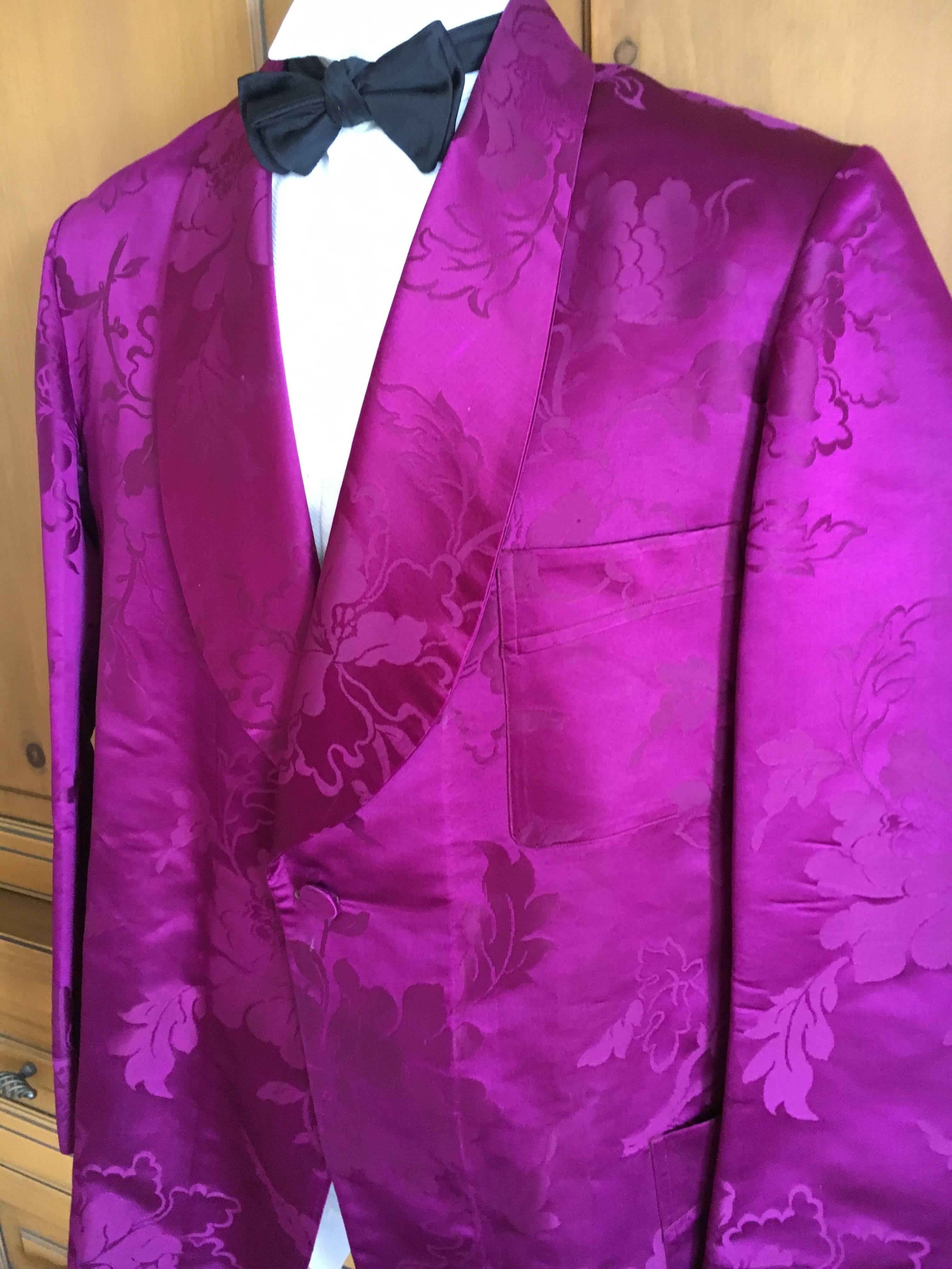 Sulka 1950's Sublime Unlined Purple Silk Evening Jacket In Excellent Condition For Sale In Cloverdale, CA