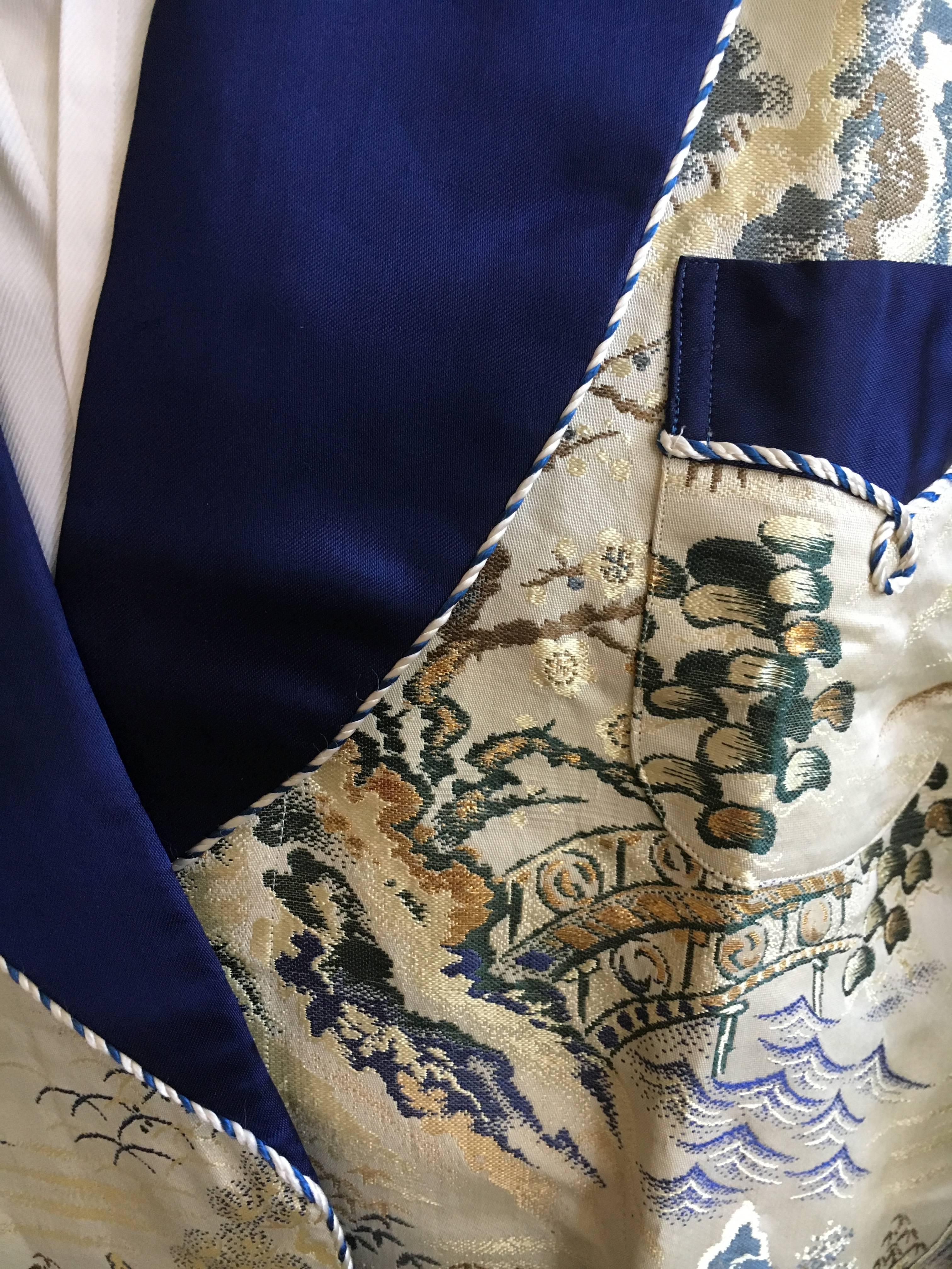 Men's 1950's Gentleman's Kimono Fabric Smoking Jacket Made in Japan