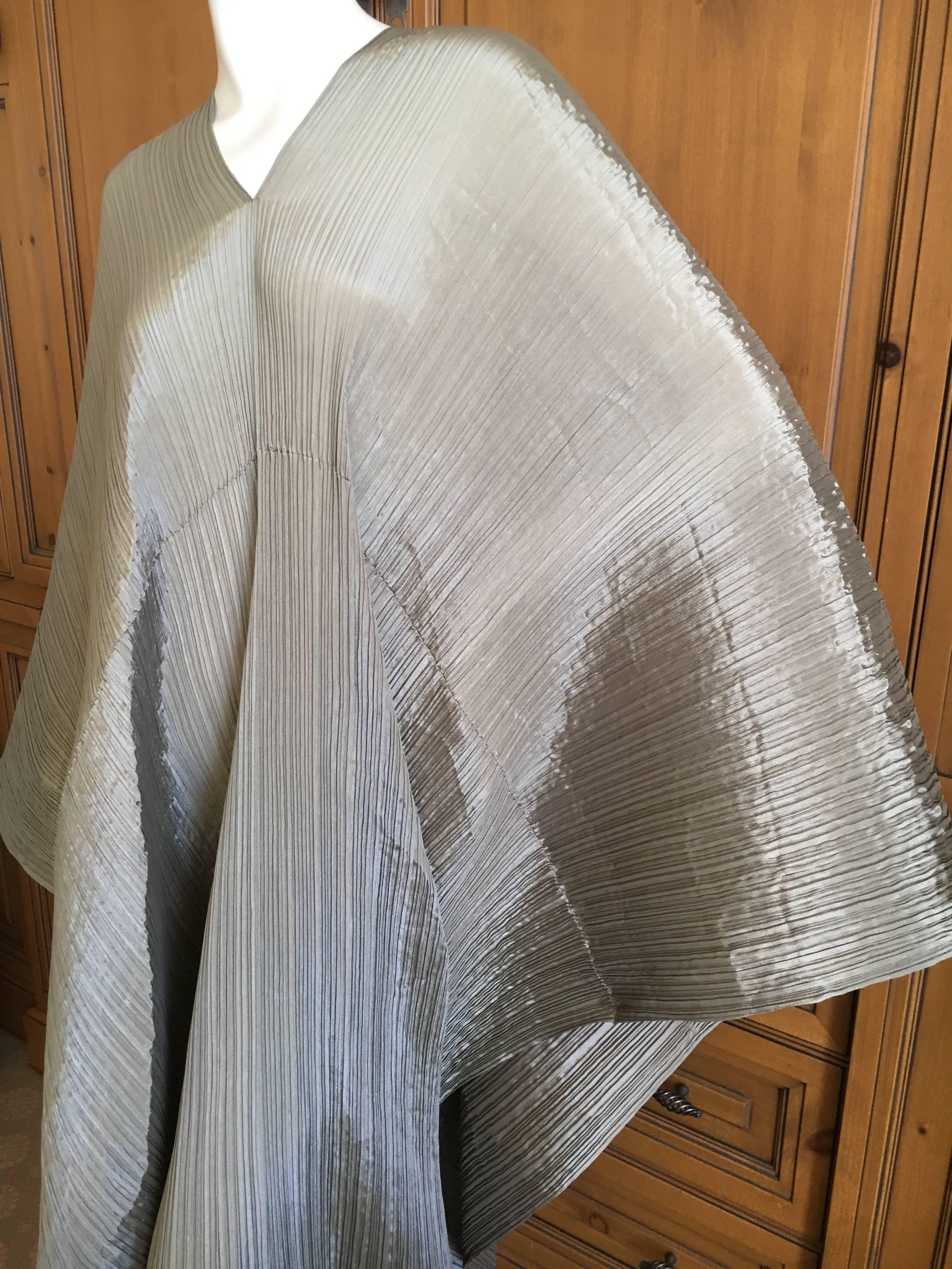 Women's or Men's Issey Miyake Pleats Please Pewter Pleated Poncho