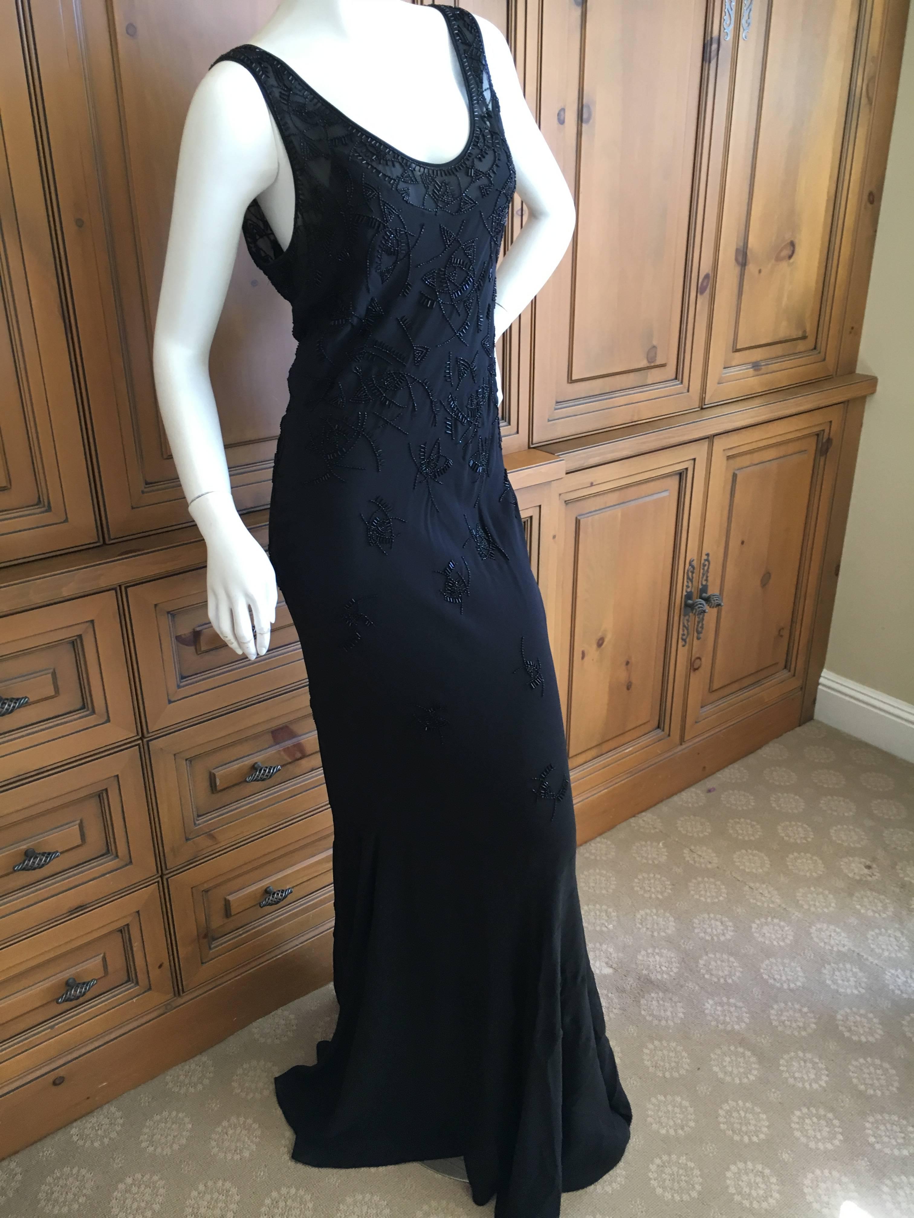 Christian Dior by John Galliano Bead Embellished Black Evening Dress For Sale 4