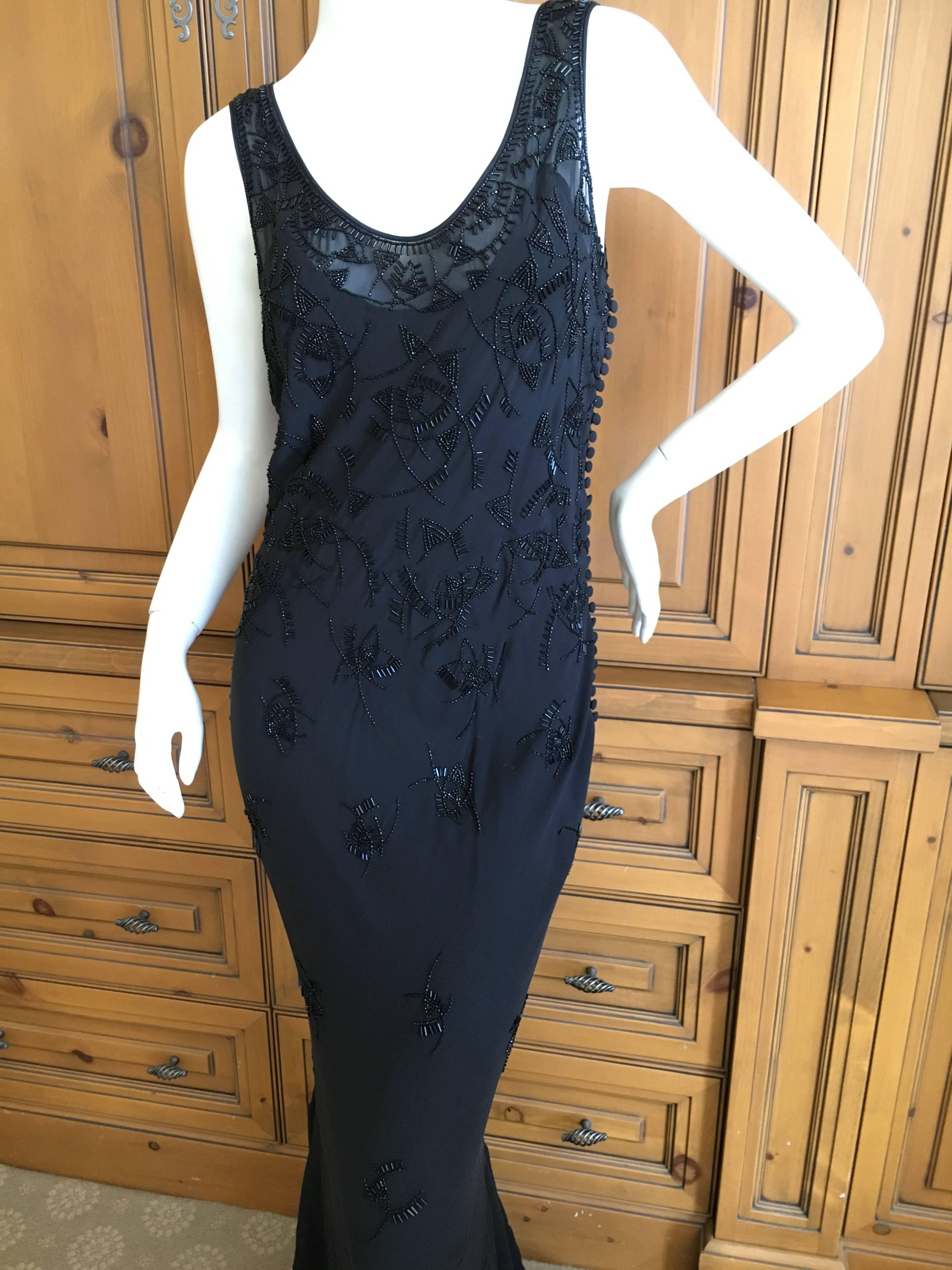 Women's Christian Dior by John Galliano Bead Embellished Black Evening Dress For Sale