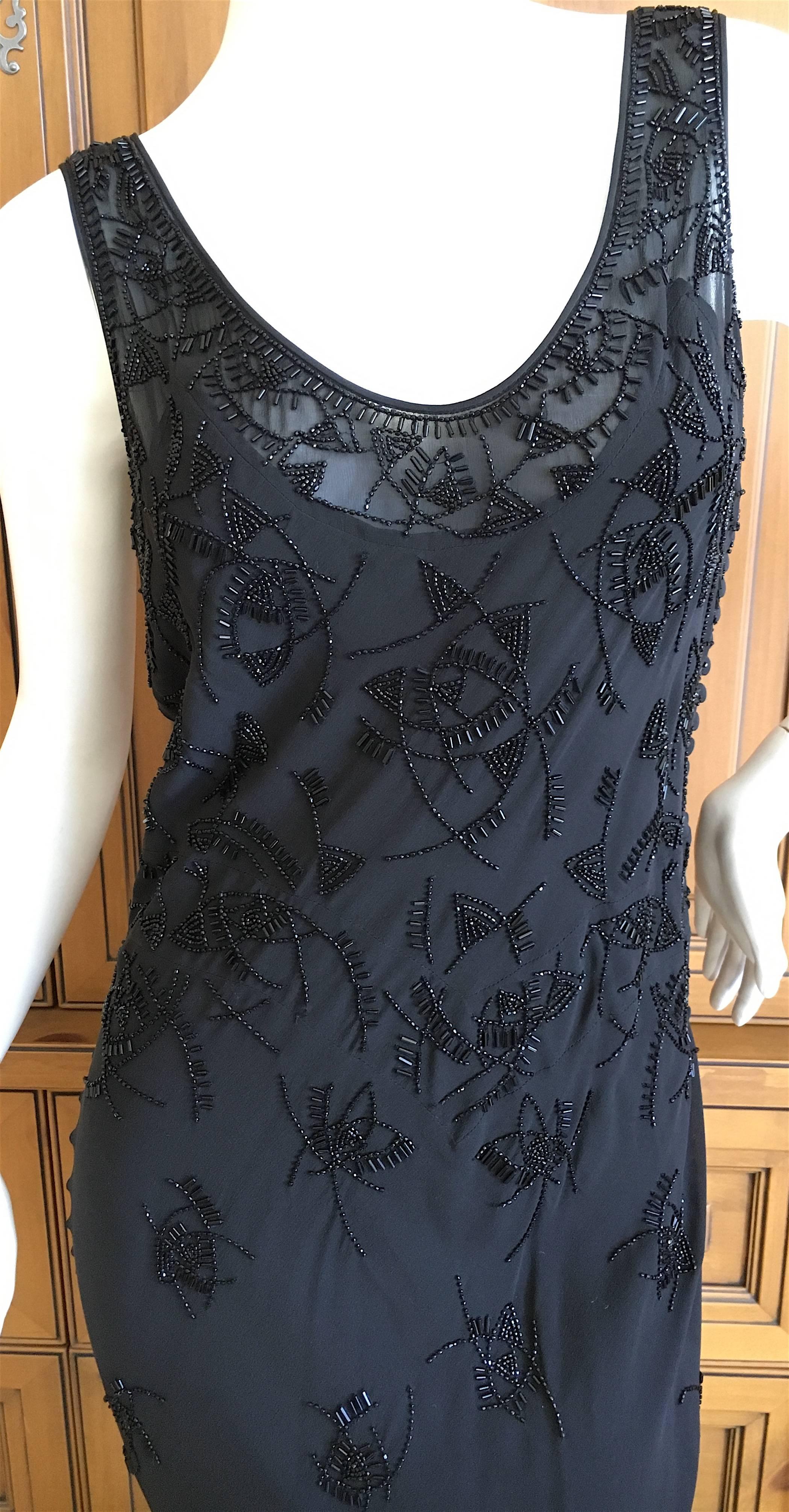 Christian Dior by John Galliano Bead Embellished Black Evening Dress In Excellent Condition For Sale In Cloverdale, CA