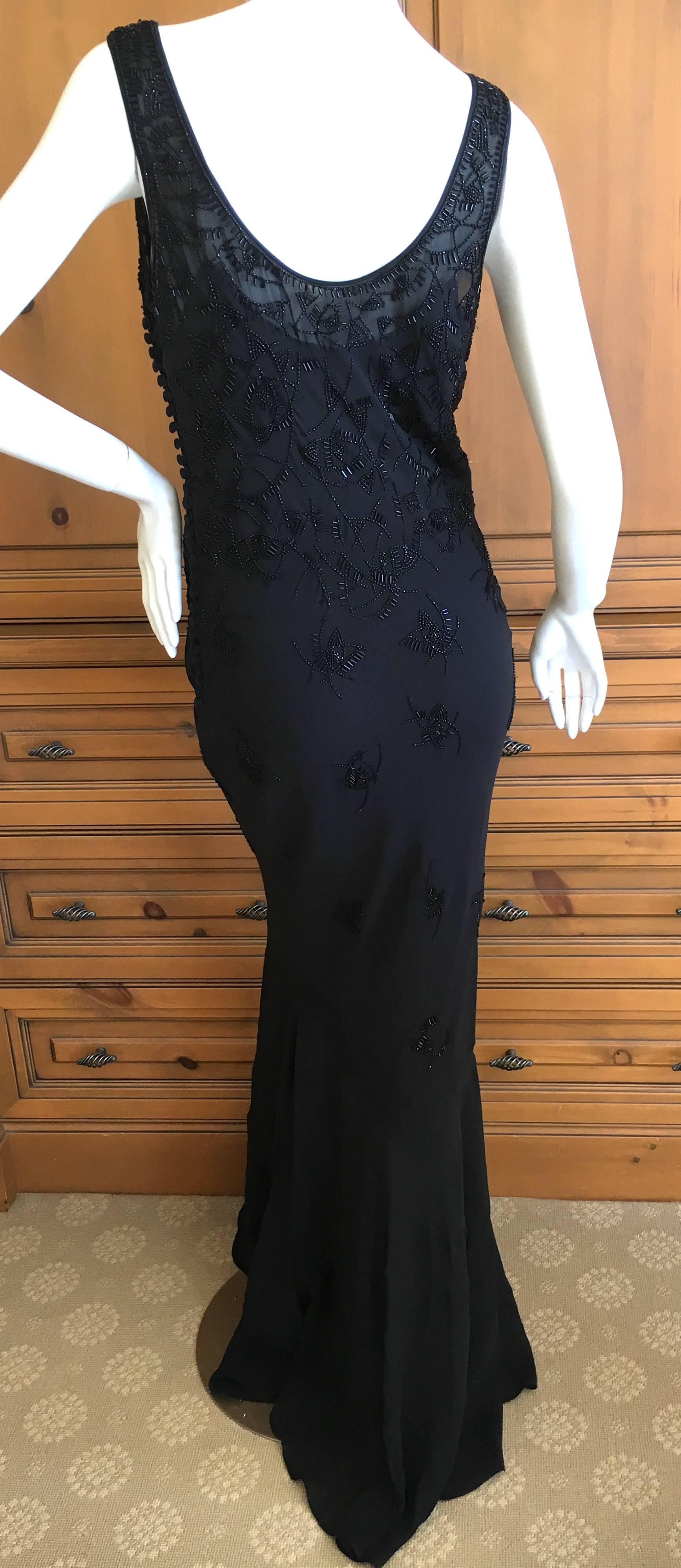Christian Dior by John Galliano Bead Embellished Black Evening Dress For Sale 3