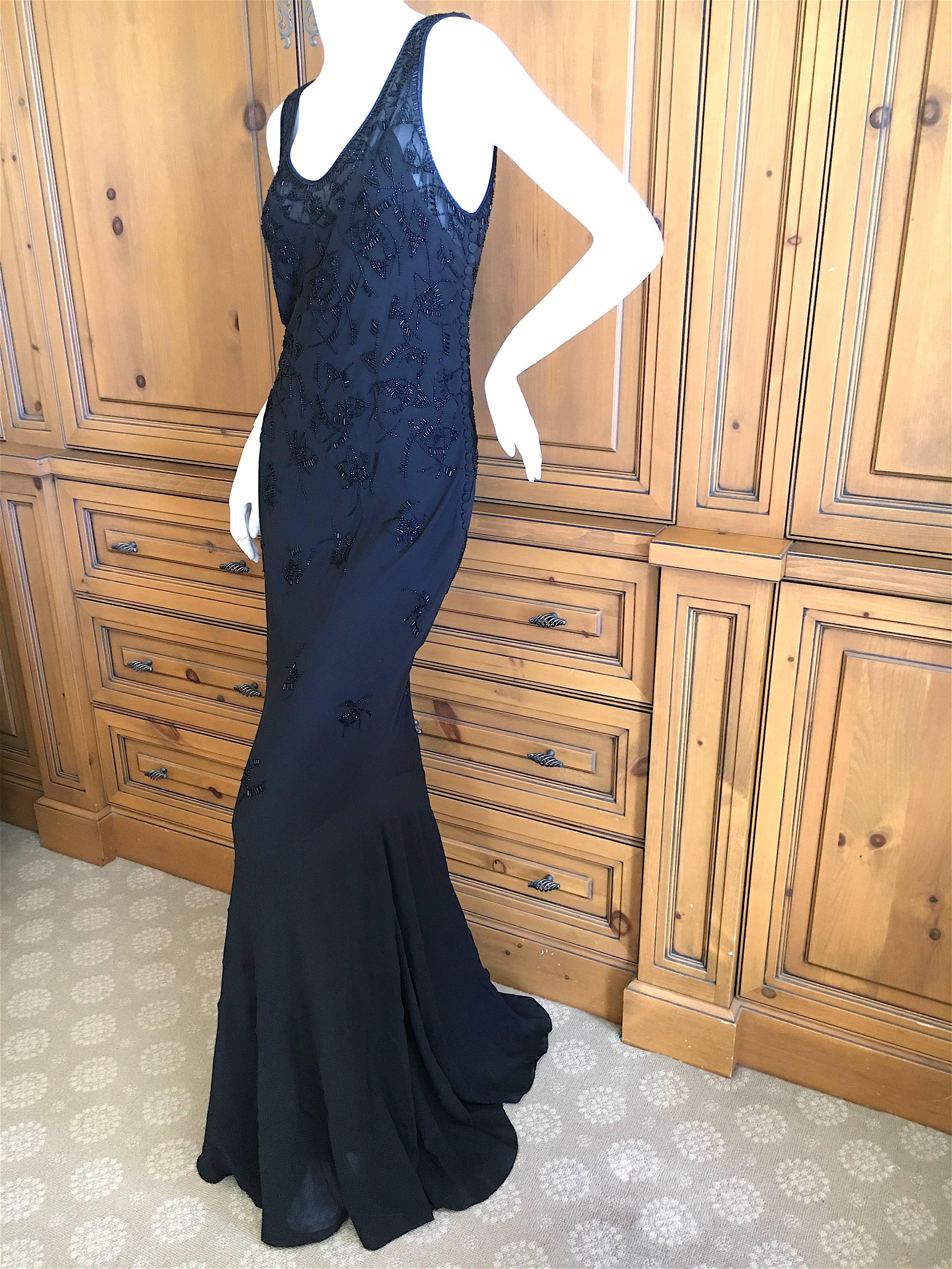 Christian Dior by John Galliano Bead Embellished Black Evening Dress For Sale 5