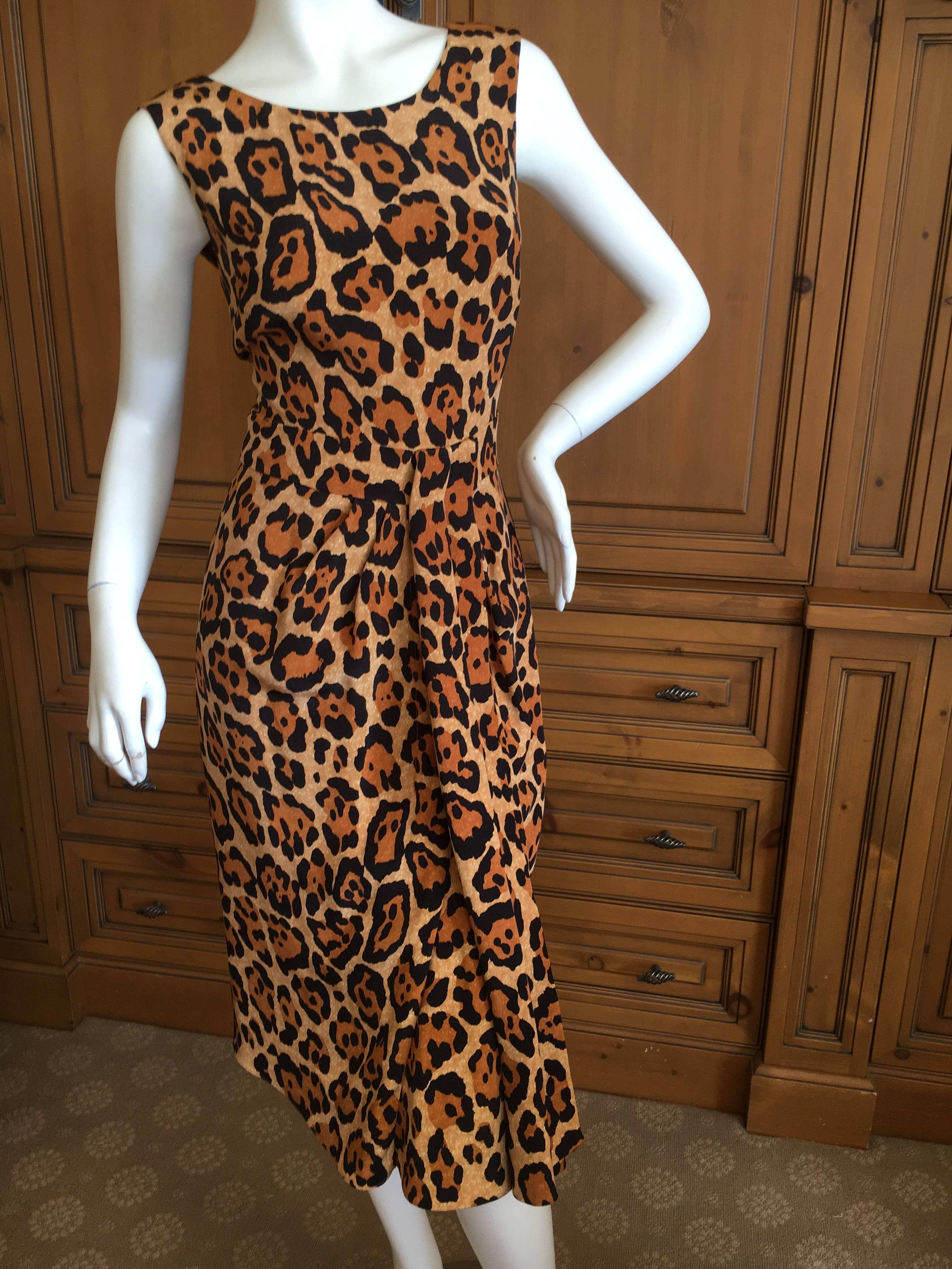 Christian Dior Vintage Sleeveless Silk Leopard Print Dress 2