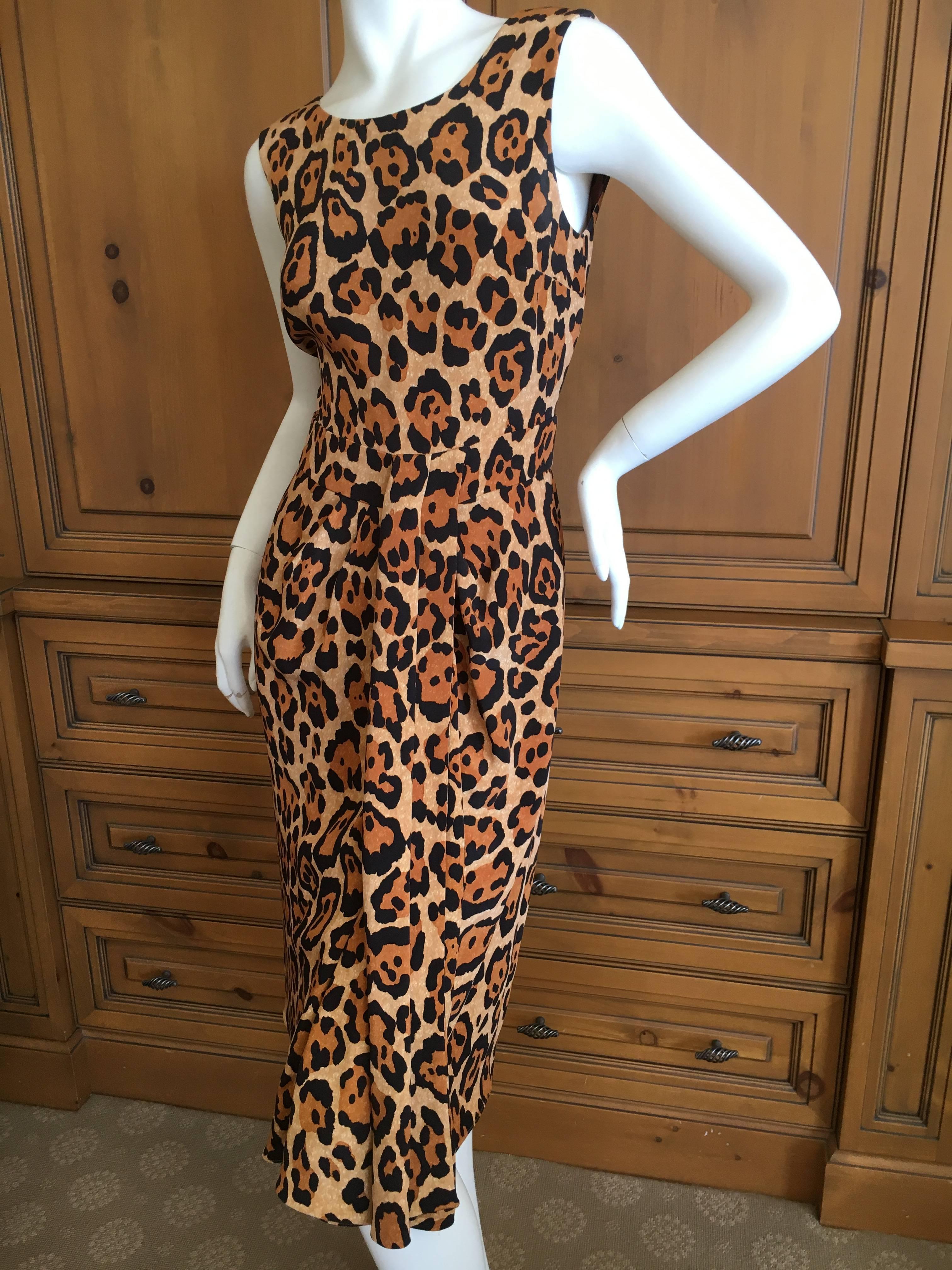Women's Christian Dior Vintage Sleeveless Silk Leopard Print Dress